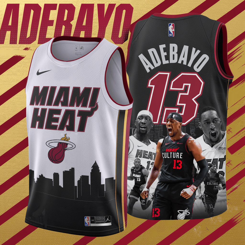 Adebayo #13 Heat Team 3D Basketball Jersey