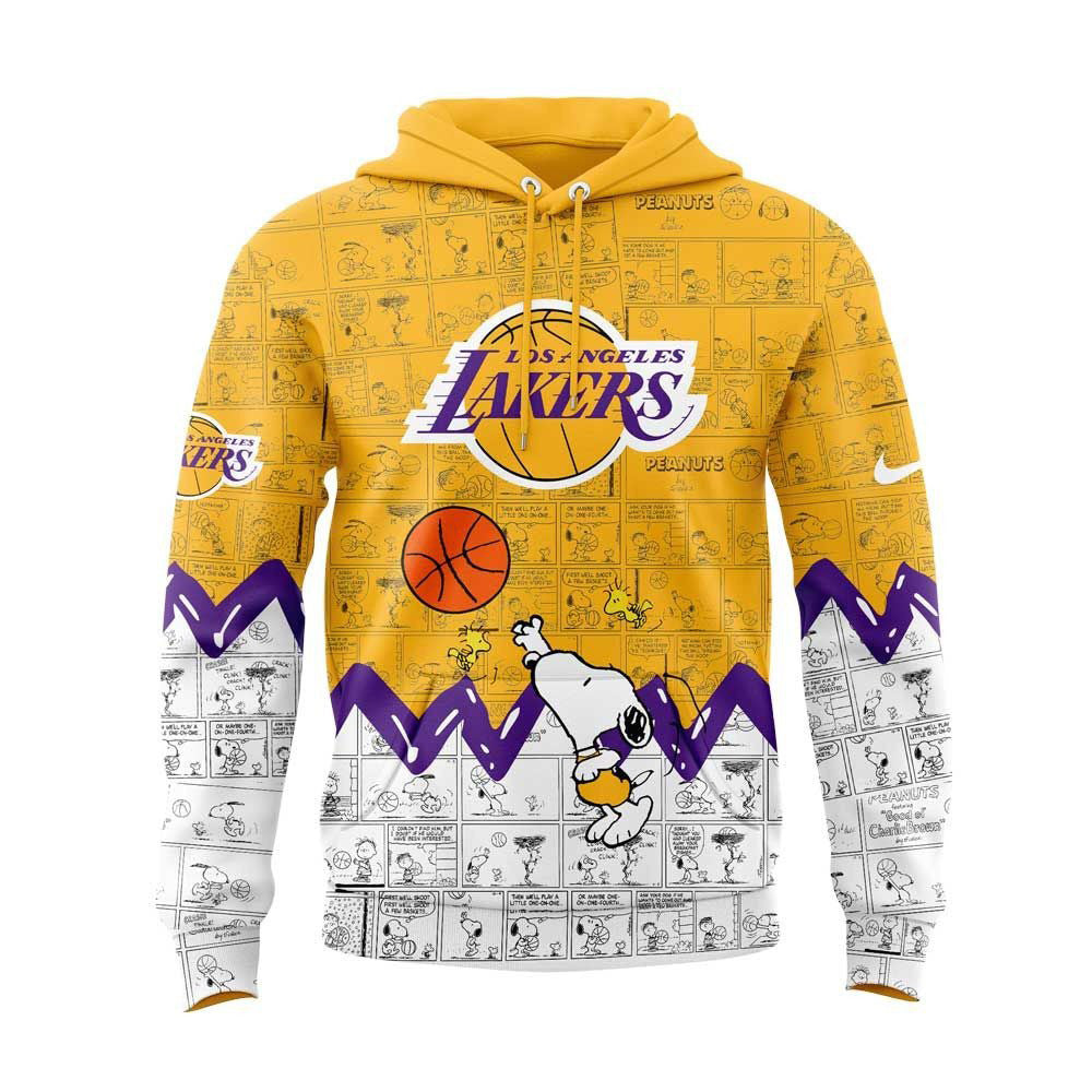 LA Basketball 75th Anniversary Of Peanuts All Over Print Hoodie