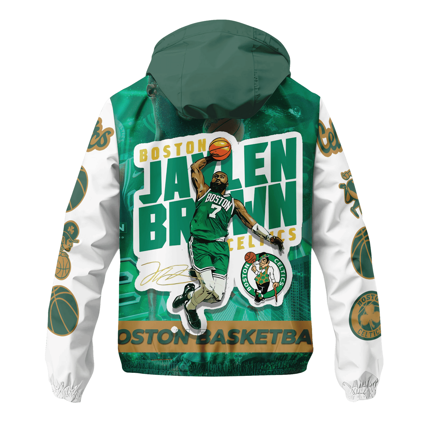 J.Brown #7 Boston Basketball Team 3D Windbreaker Jacket