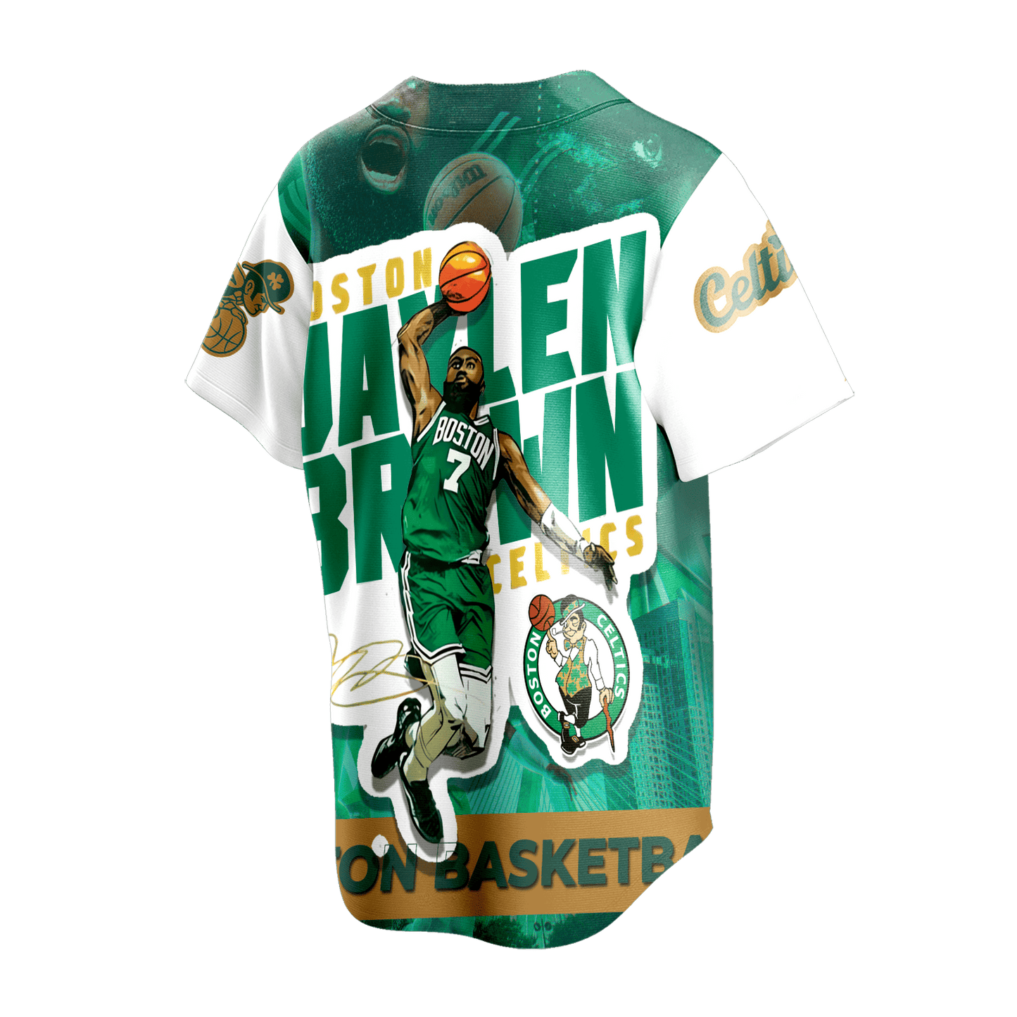J.Brown #7 Boston Team 3D Baseball Jersey