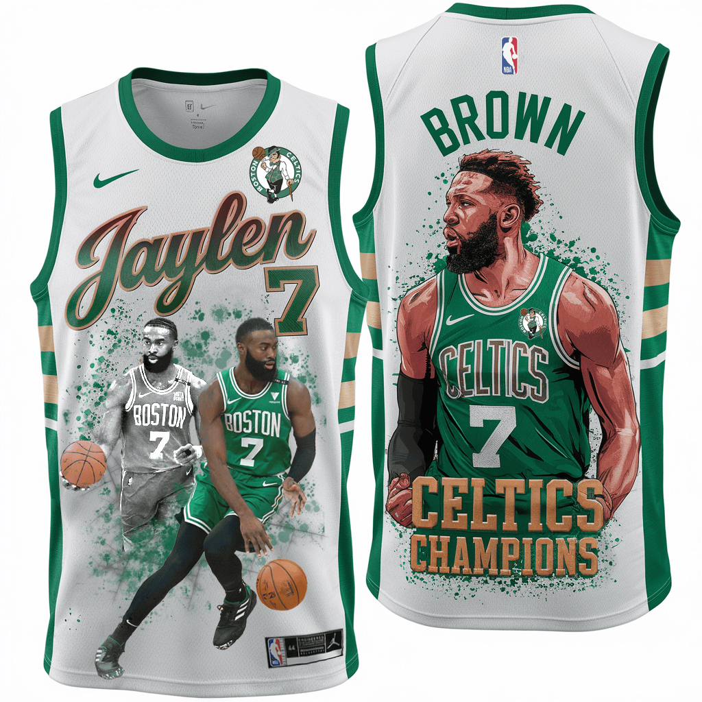 Brown #7 Celtics Champions 3D Basketball Jersey