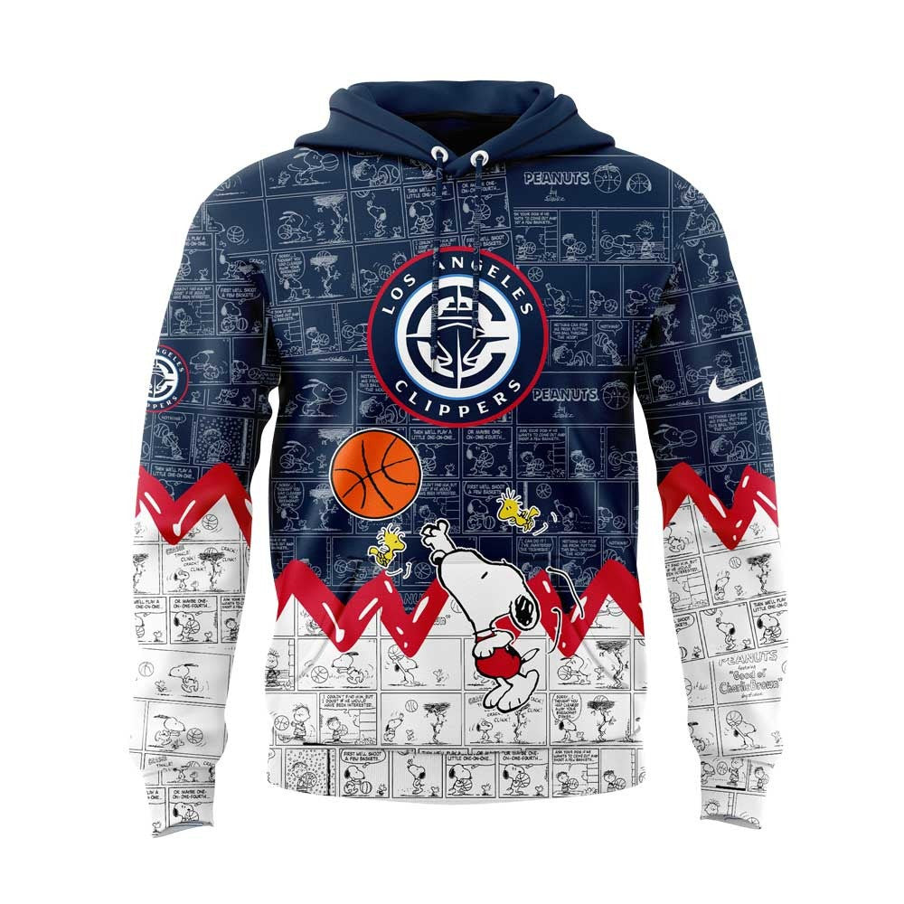 LA Clippers Basketball 75th Anniversary Of Peanuts 3D All Over Print Hoodie