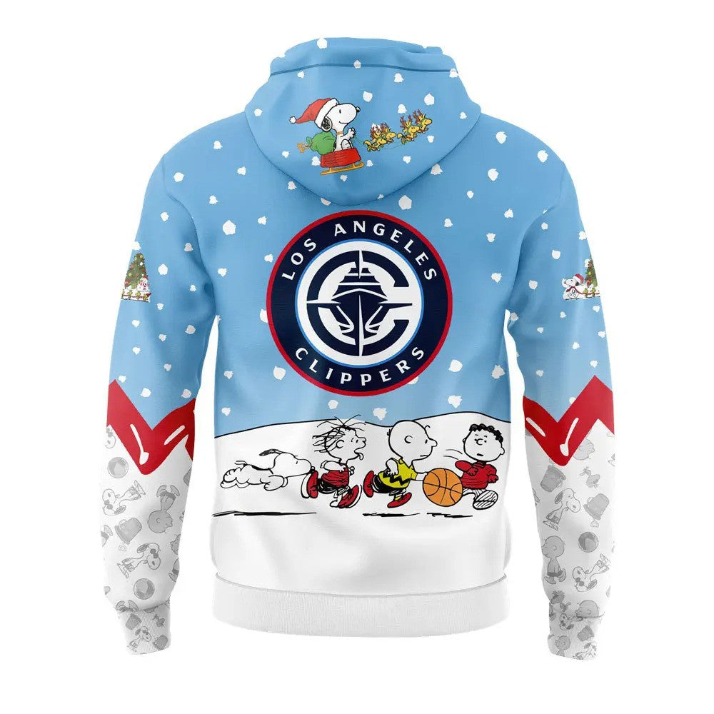 LA Clippers Basketball 75th Anniversary Of Peanuts And Snoopy Holiday Speciality 3D All Over Print Hoodie