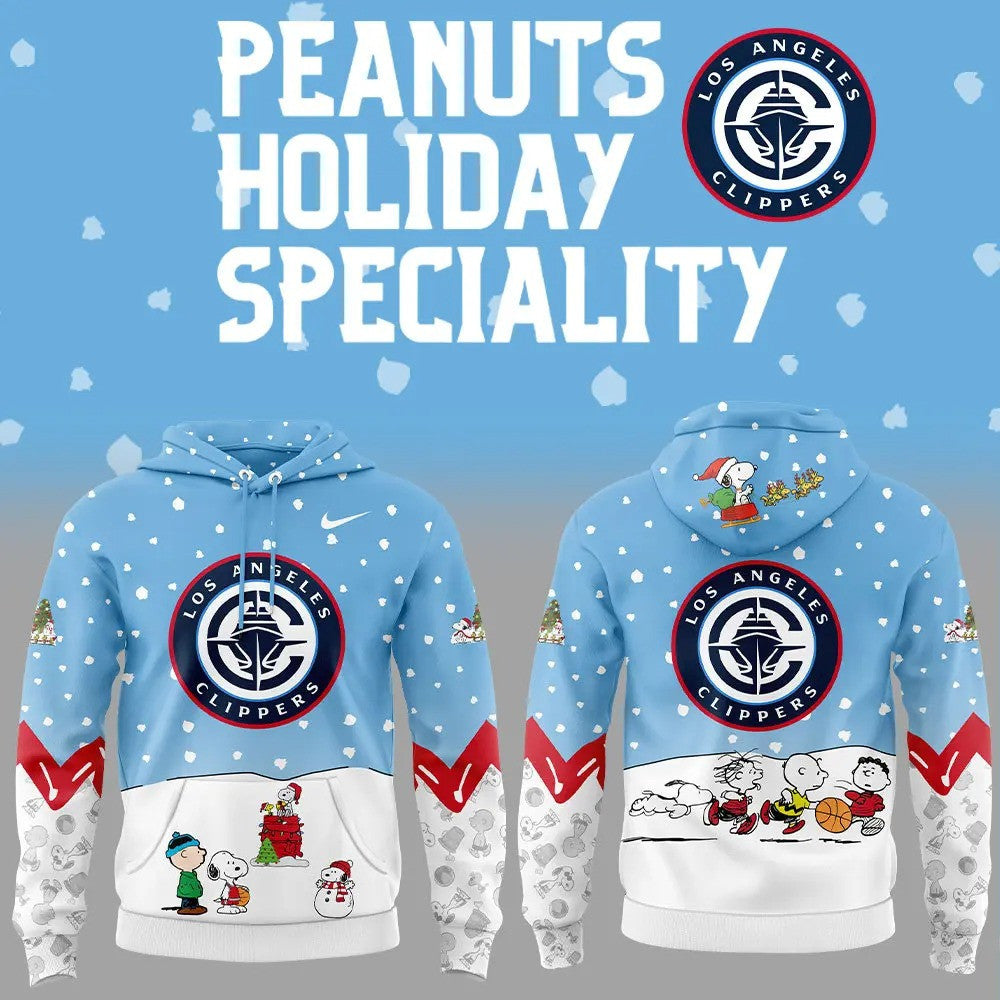 LA Clippers Basketball 75th Anniversary Of Peanuts And Snoopy Holiday Speciality 3D All Over Print Hoodie
