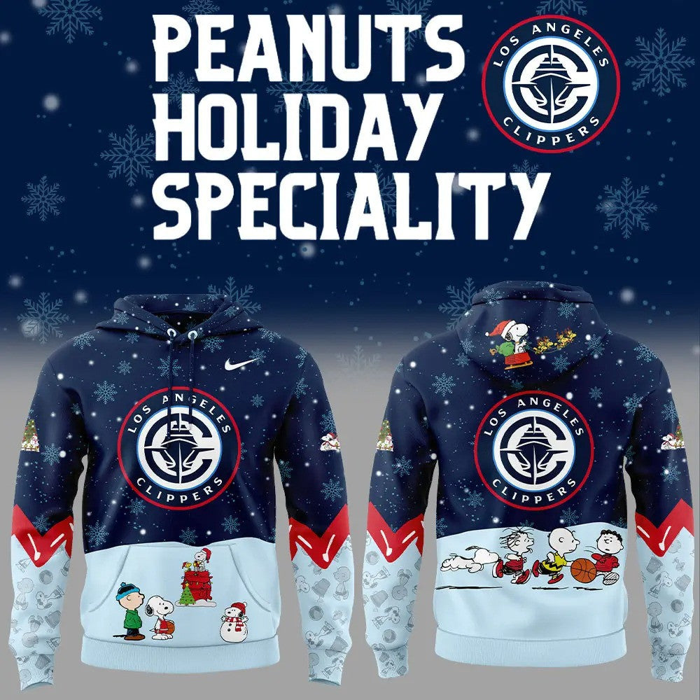 LA Clippers Basketball 75th Anniversary Of Peanuts And Snoopy Holiday Speciality 3D All Over Print Hoodie