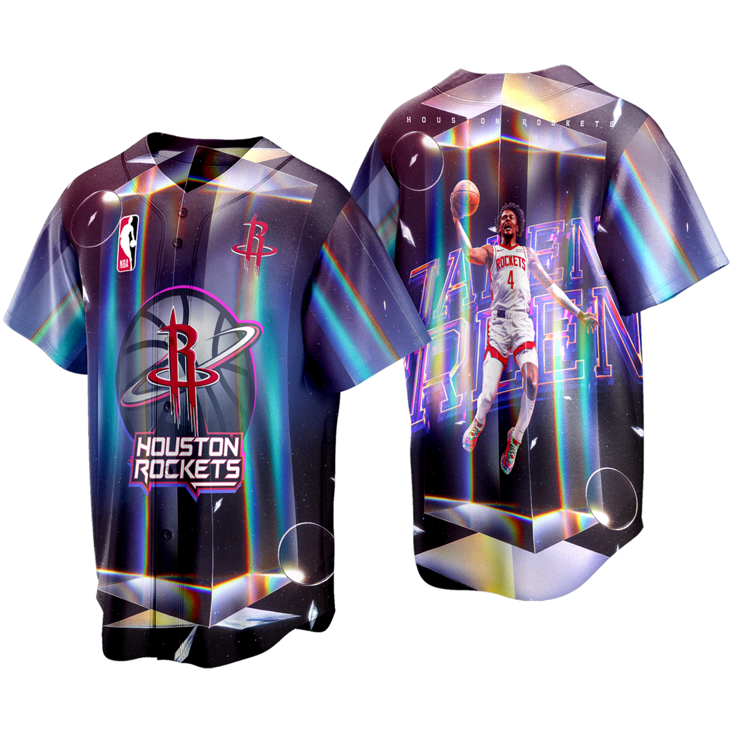 Jalen Green #4 Rockets Team 3D Baseball Jersey
