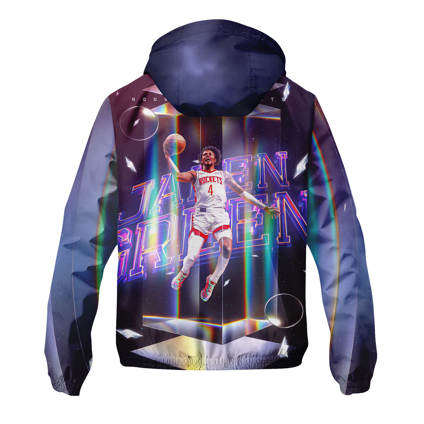Jalen Green #4 Rockets Team 3D Windbreaker Jacket