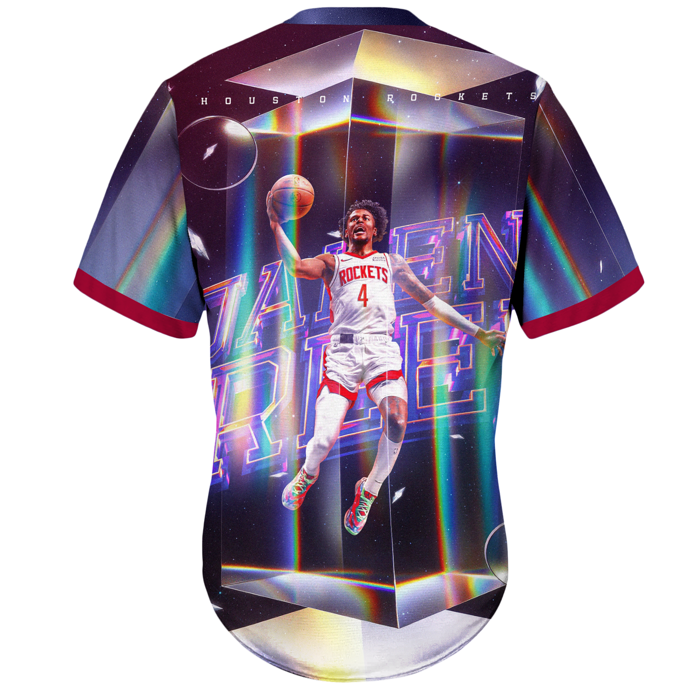 Jalen Green #4 Rockets Team 3D V-Neck Jersey
