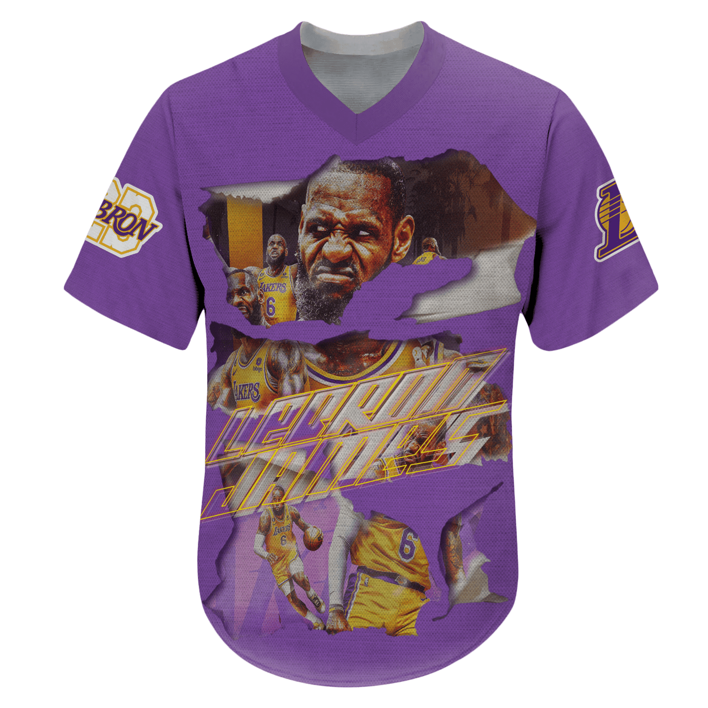 LeBron James #6 Lakers Team King James 3D V-Neck Jersey