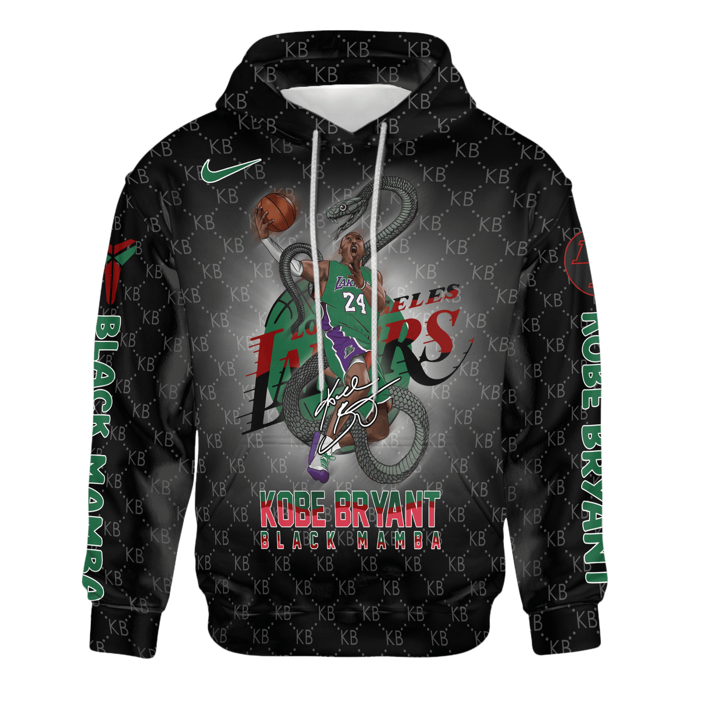 Kobe Bryant Black Mamba Lakers #24 Custom 3D Hoodie
