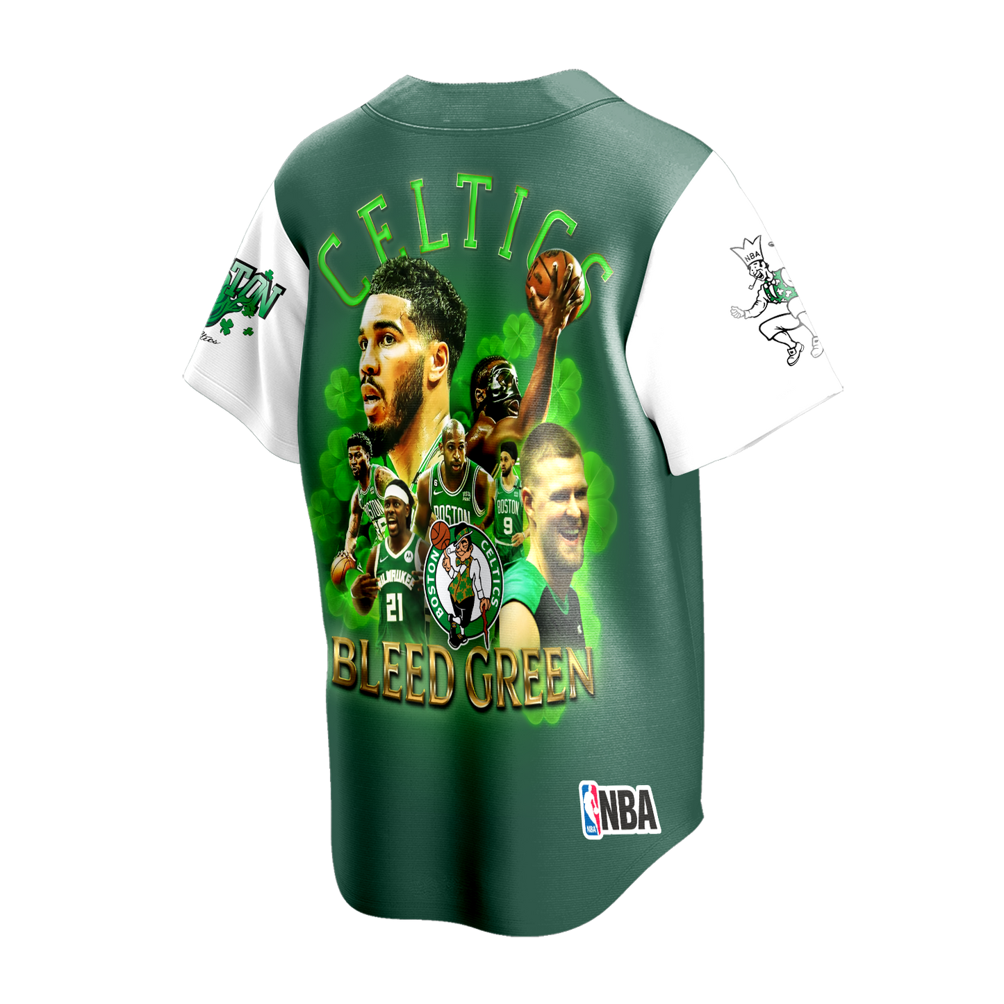 Boston Basketball Team Bleed Green 3D Baseball Jersey