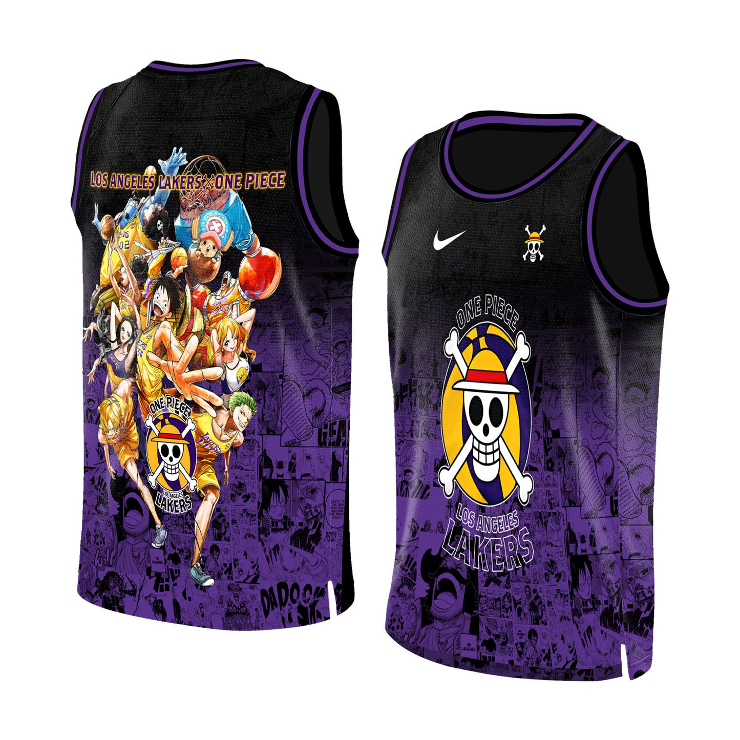 Lakers x One Piece Game Night Collab 3D All Over Print Baseball Jersey 3D Basketball Jersey