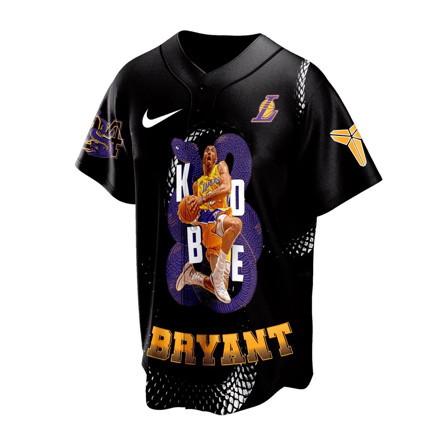 Kobe Bryant Black Mamba Lakers #24 3D Baseball Jersey