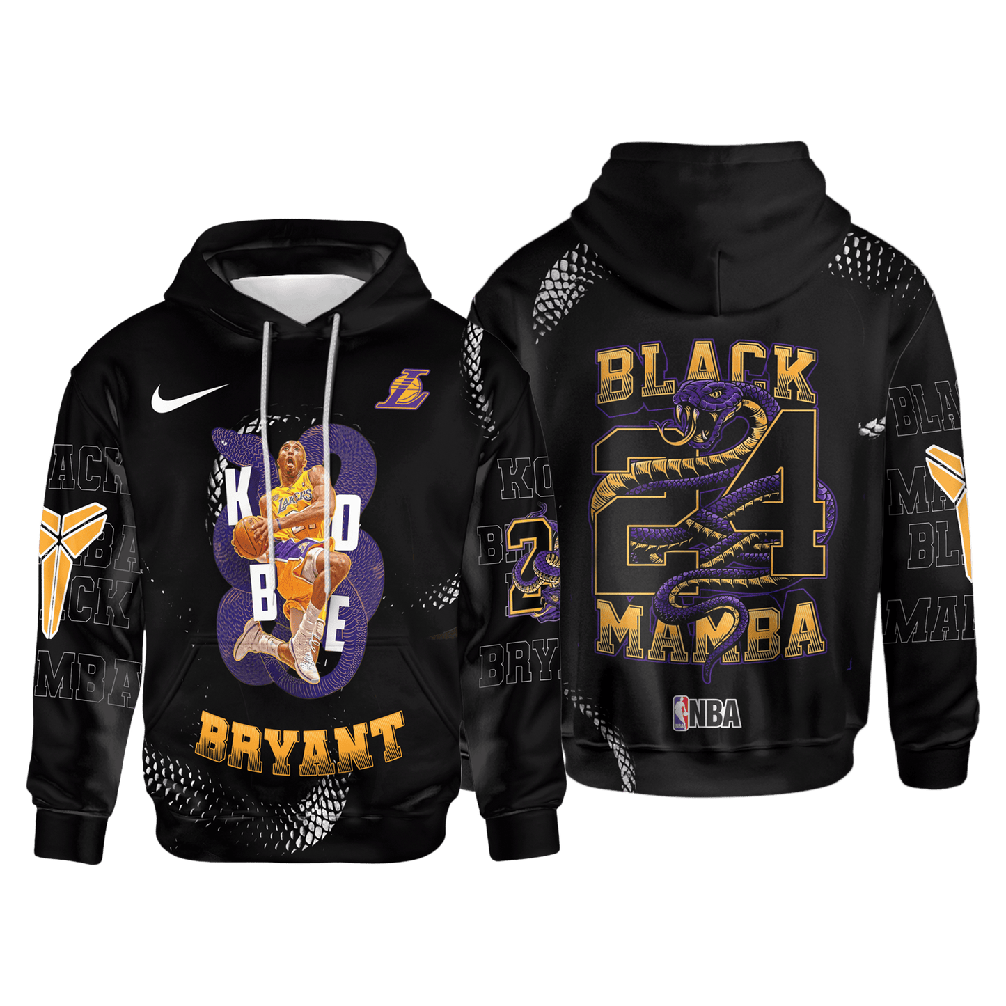 Kobe Bryant Black Mamba Lakers #24 3D Hoodie