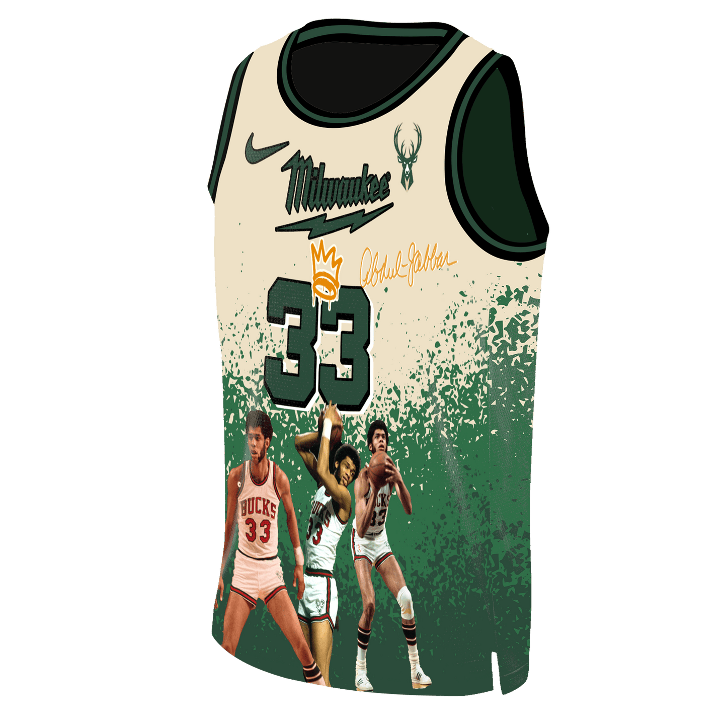 Kareem Abdul-Jabbar #33 Bucks Basketball Team 3D Basketball Jersey