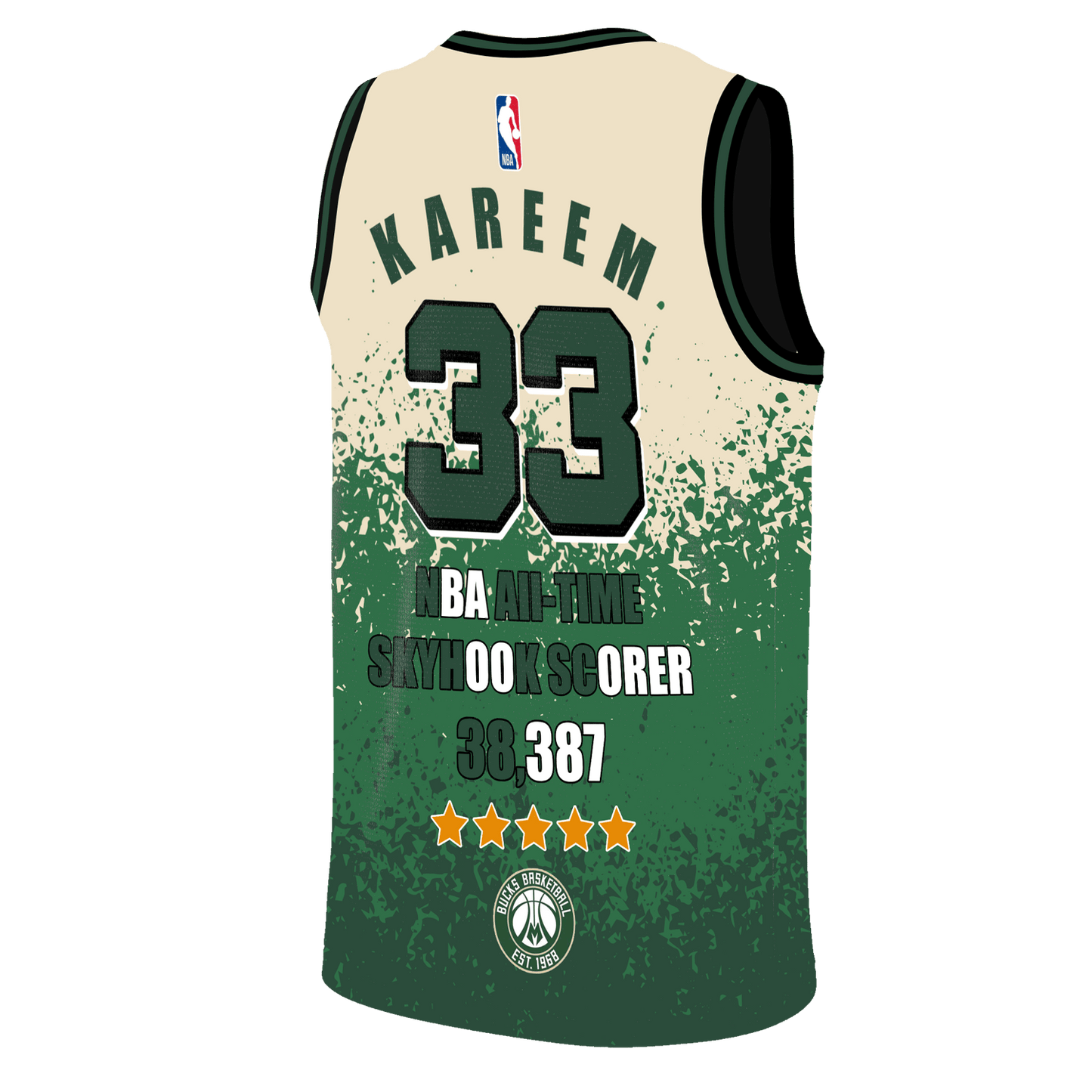 Kareem Abdul-Jabbar #33 Bucks Basketball Team 3D Basketball Jersey