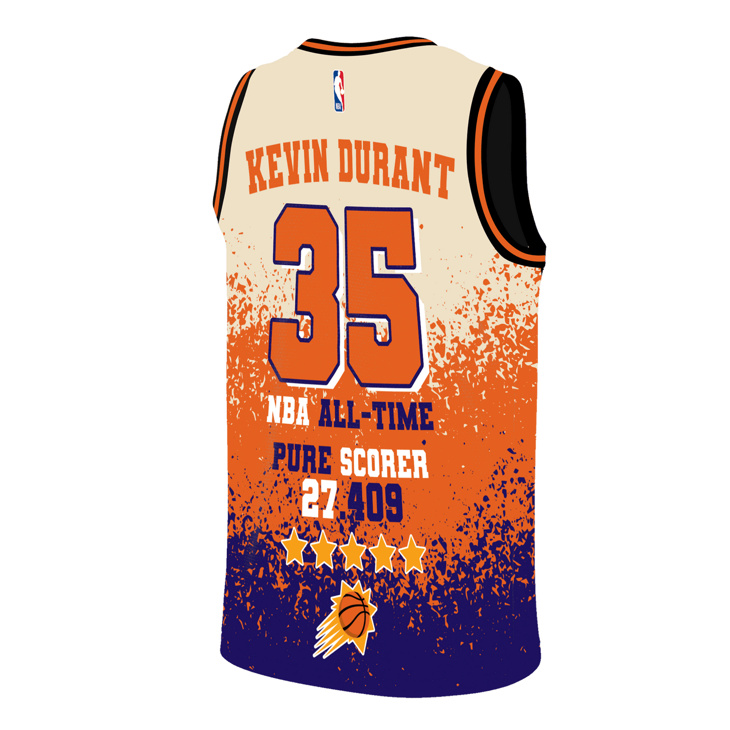Kevin Durant #35 All-Time Pure Scorer Suns Basketball Team 3D Basketball Jersey