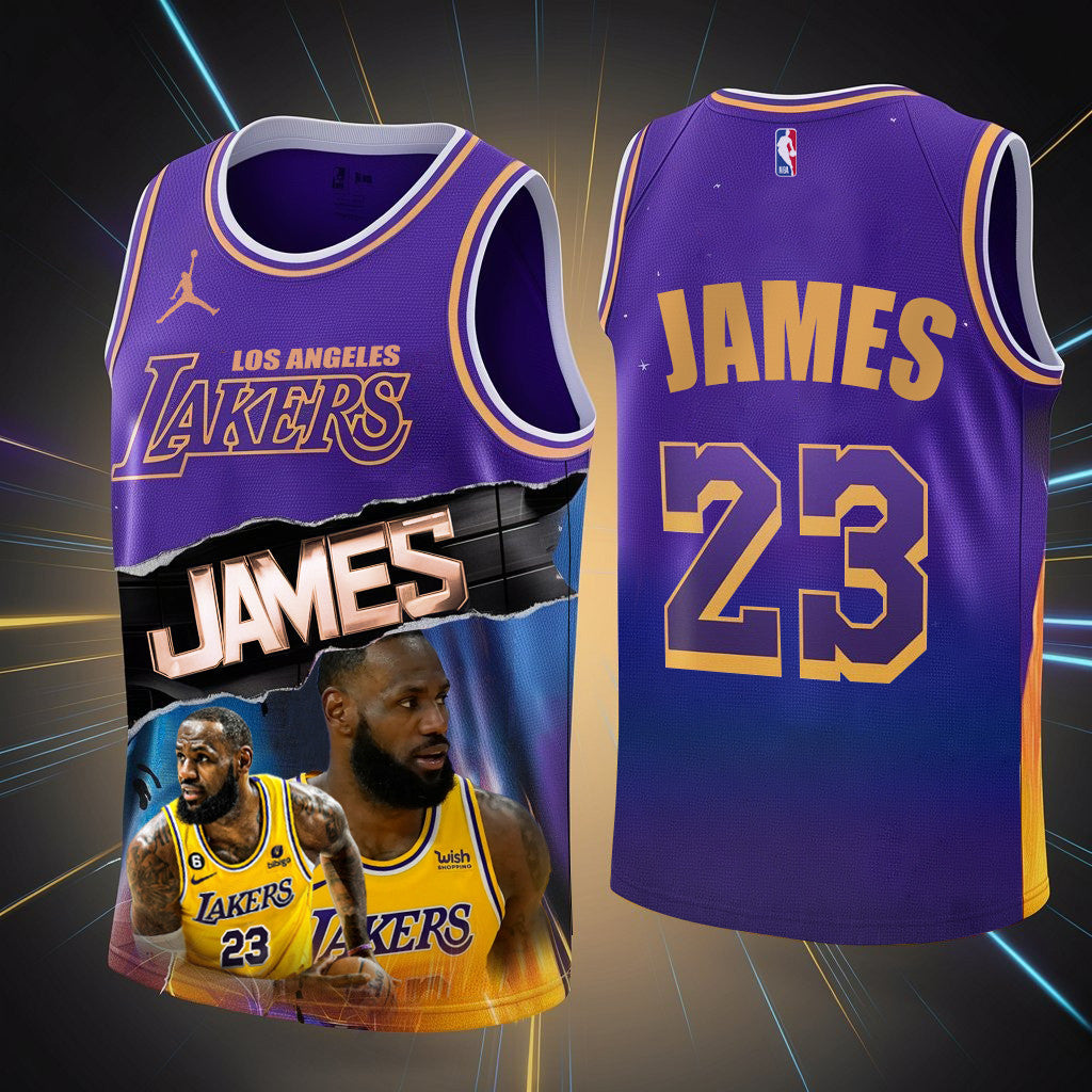 King James Lakers #23 NBA All Time Leading Scorer 3D Basketball Jersey