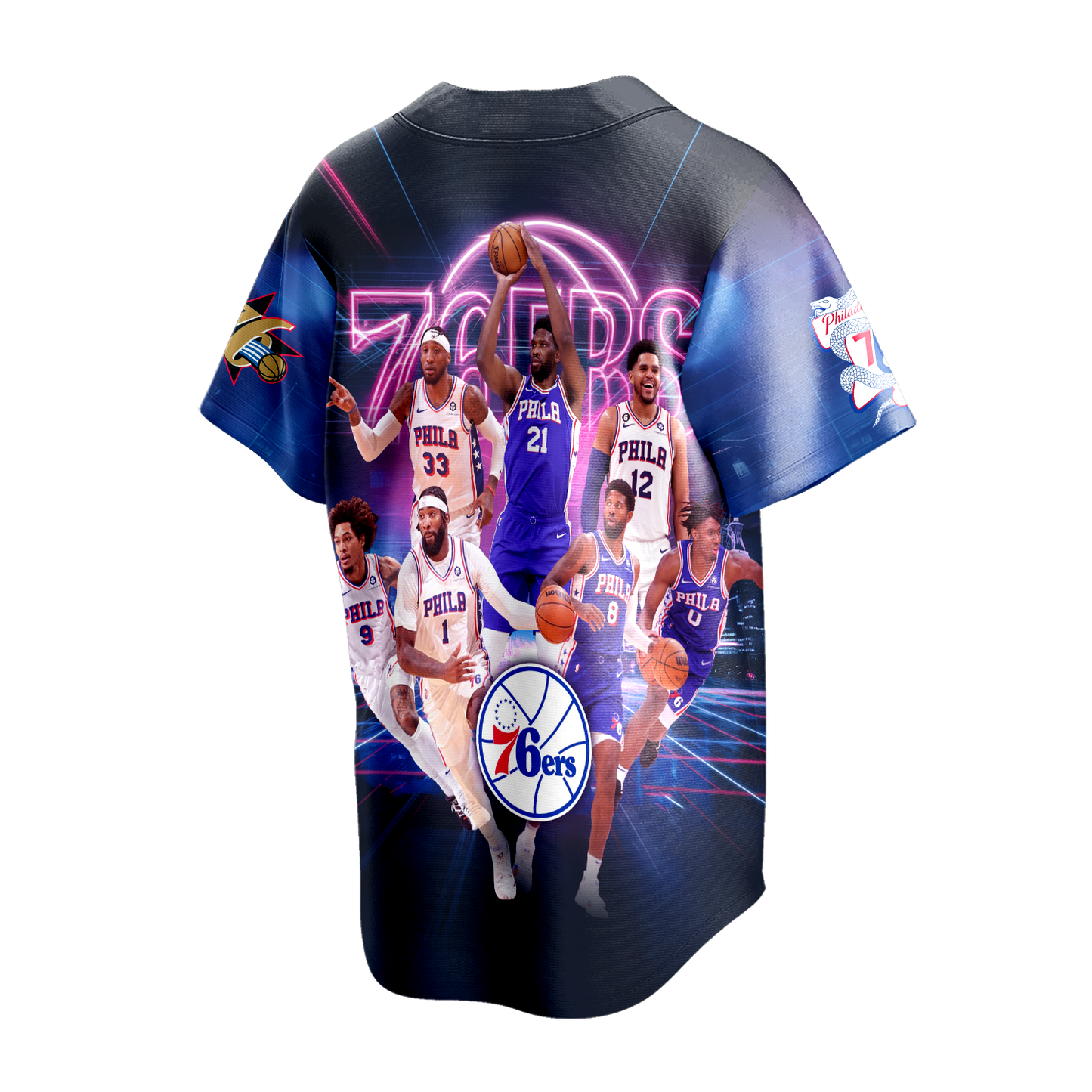 Embiid George Maxey Philadelphia Basketball Team 3D Baseball Jersey