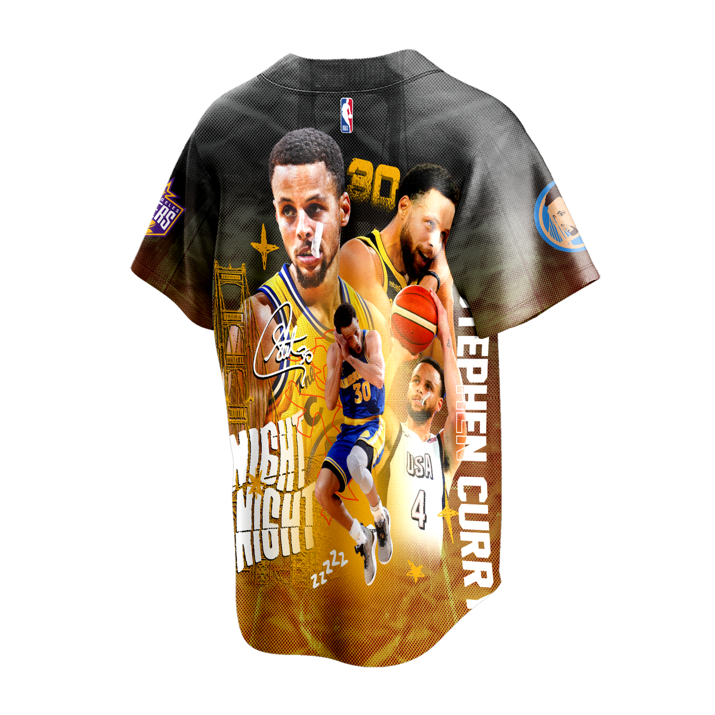 Golden State Basketabll Stephen Curry #30 Night Night 3D Baseball Jersey
