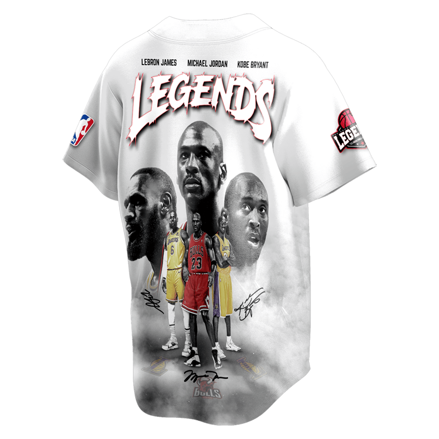 Jordan Kobe LeBron Legends The Legacy Lives On 3D Baseball Jersey