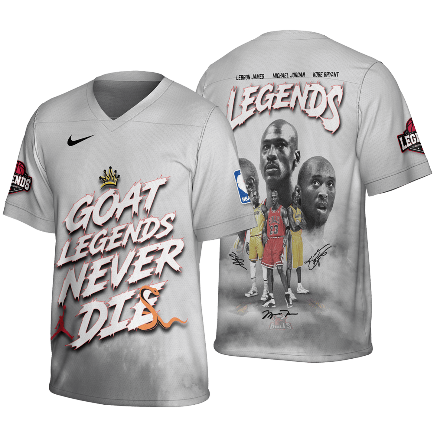 Jordan Kobe LeBron Legends The Legacy Lives On 3D Football Jersey