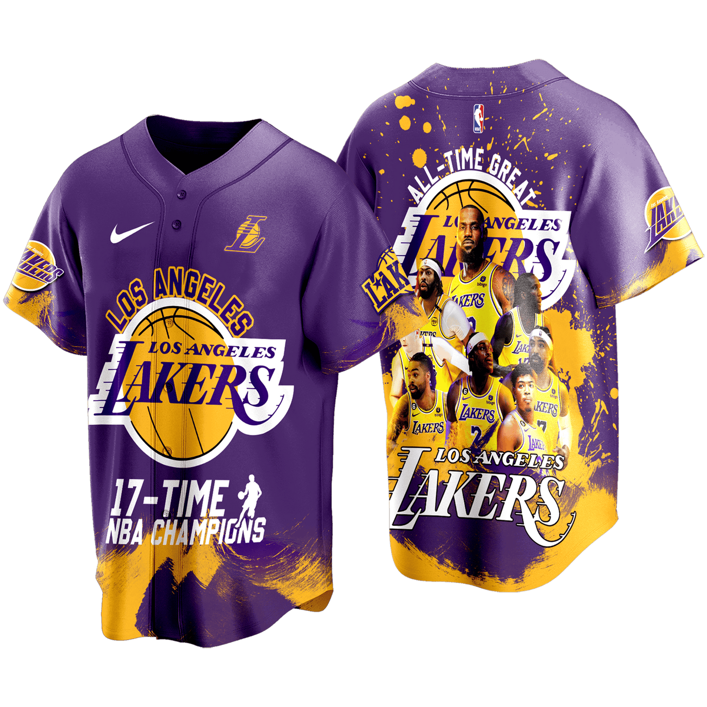Lakers Basketball Team 17-Time Champions 3D Baseball Jersey
