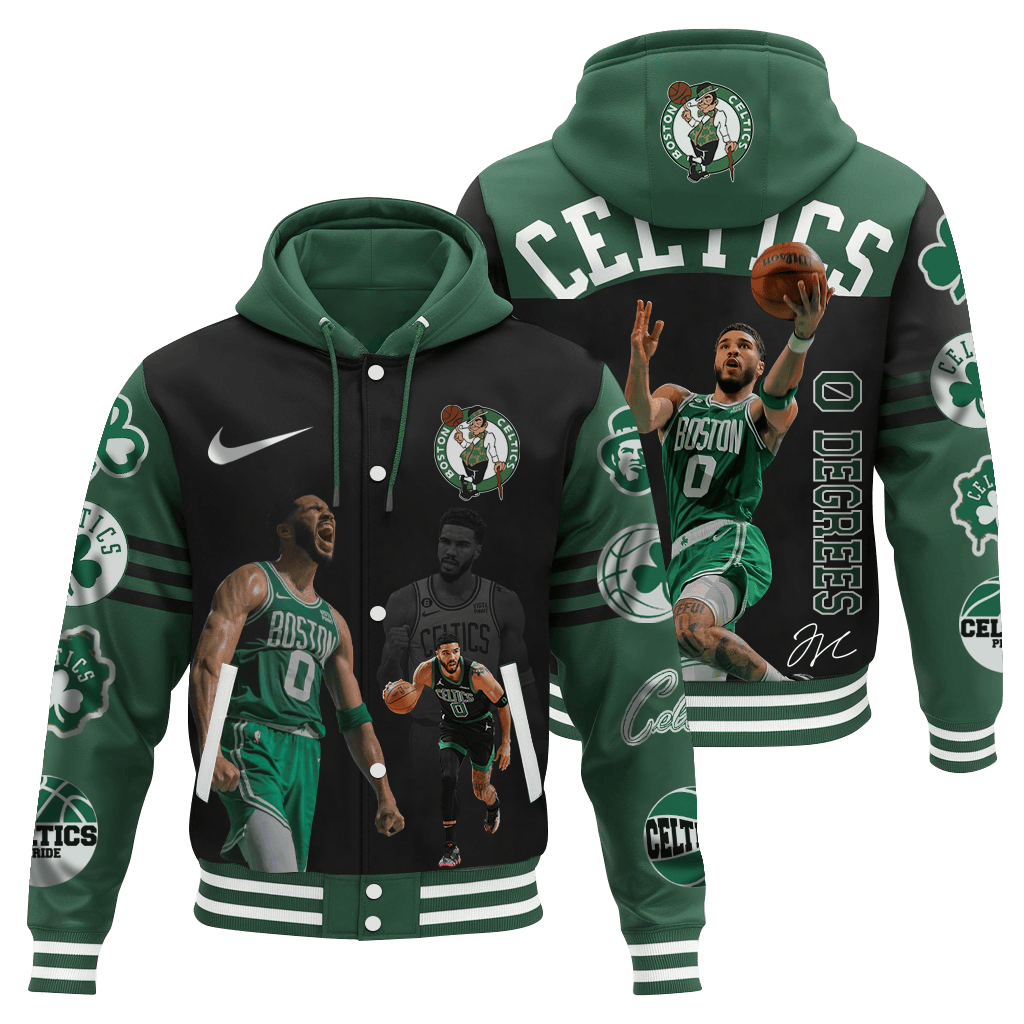 Boston Jayson Tatum #0 Degrees Celtics Basketball 3D Hooded Varsity Jacket