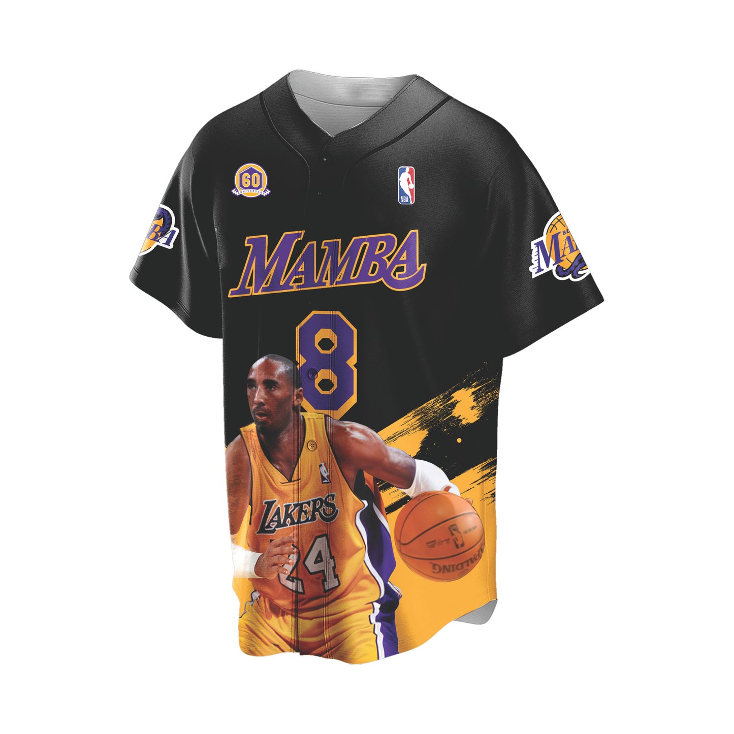 Kobe Bryant #24 Lakers Team Mamba Forever 3D All Over Print Baseball Jersey