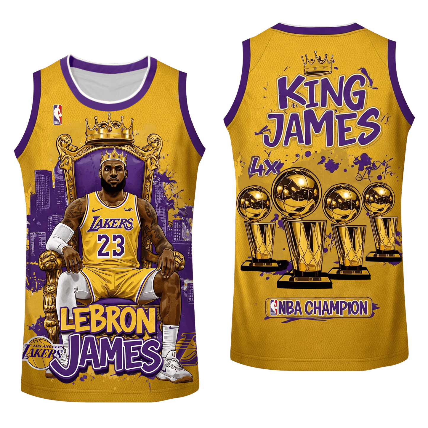 Lebron James #23 King James 4X Champions 3D Basketball Jersey
