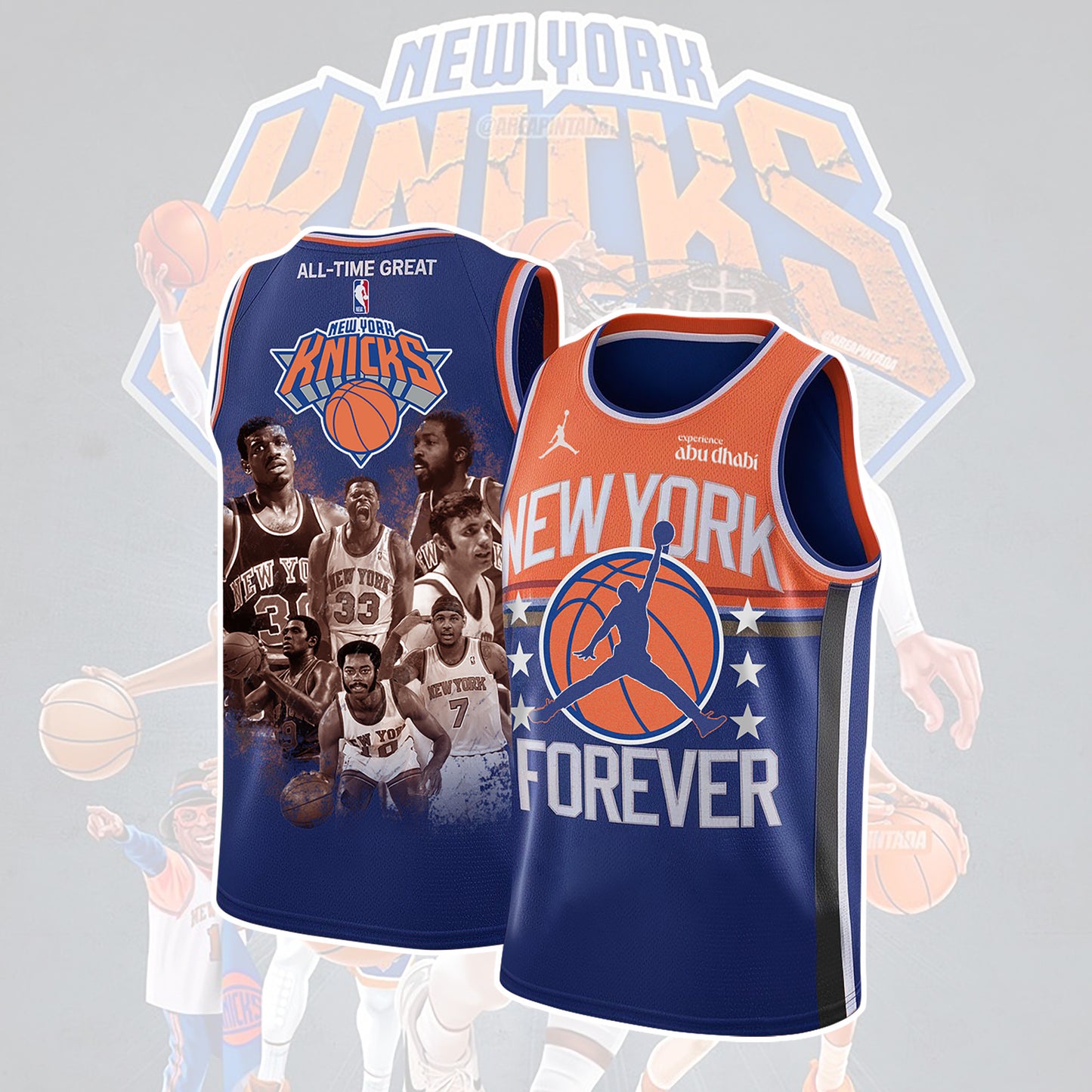 All Time Great Legends Knicks New York Team Forever 3D Basketball Jersey