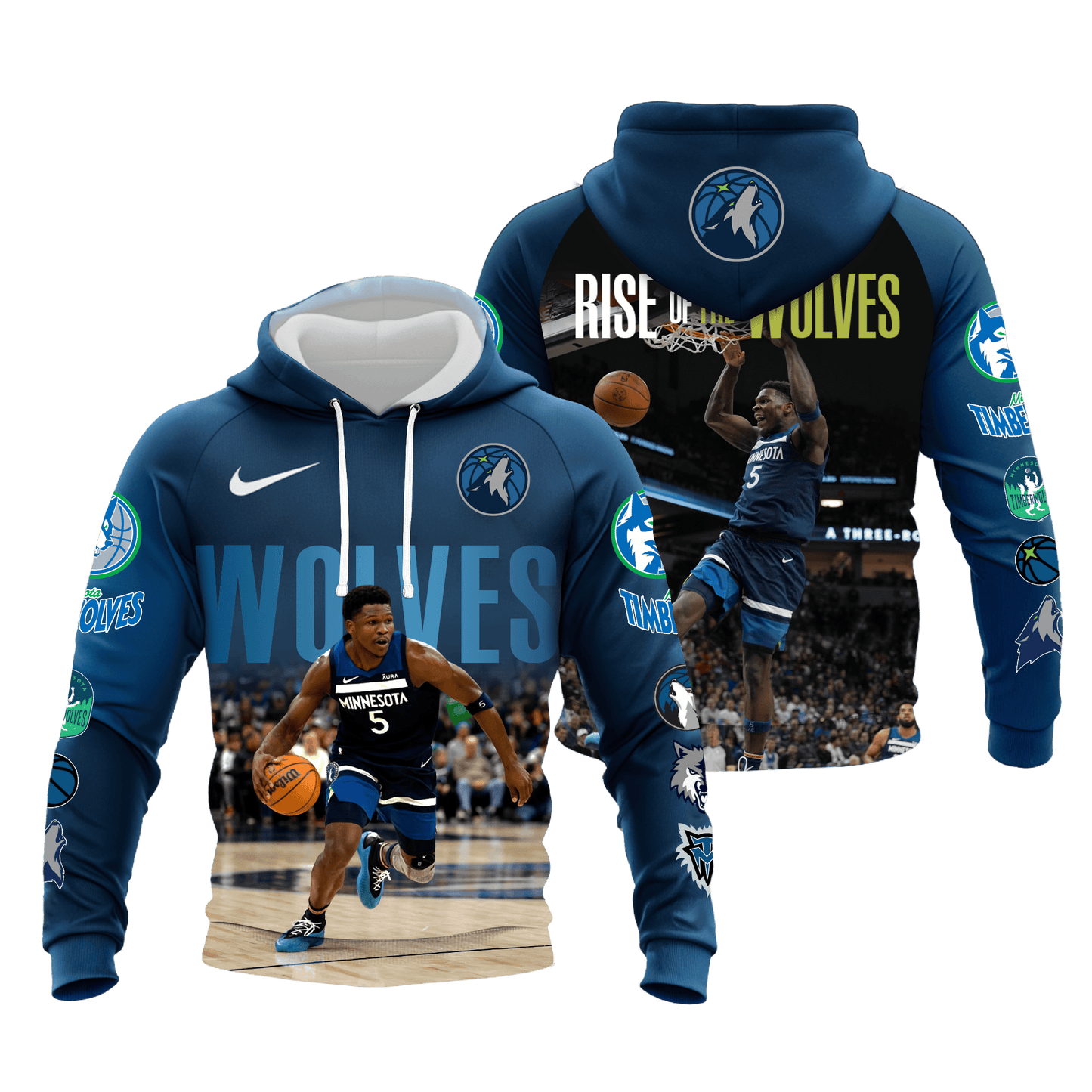 Timberwolves Anthony Edwards #5 Minnesota Basketball 3D All Over Print Hoodie