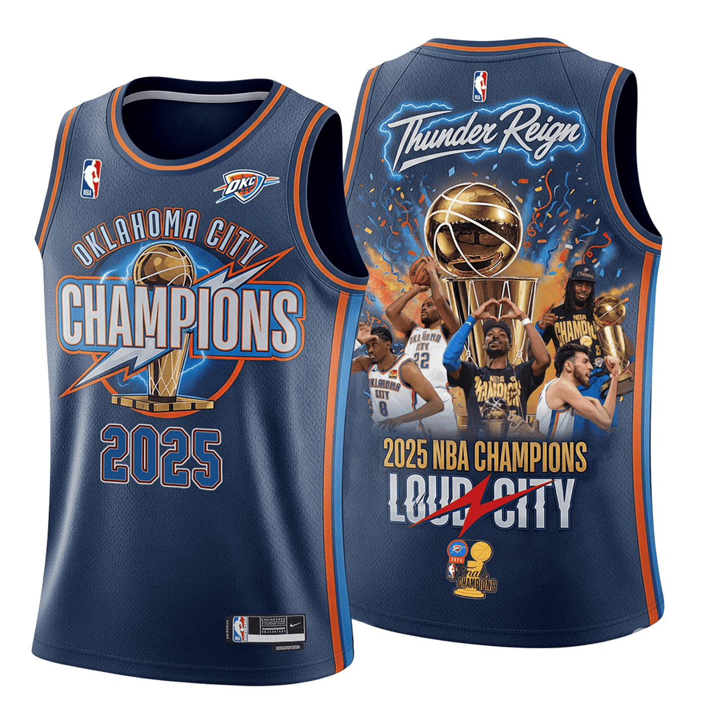 Oklahoma City Basketball Loud City Finals Champions 2024-25 3D Basketball Jersey