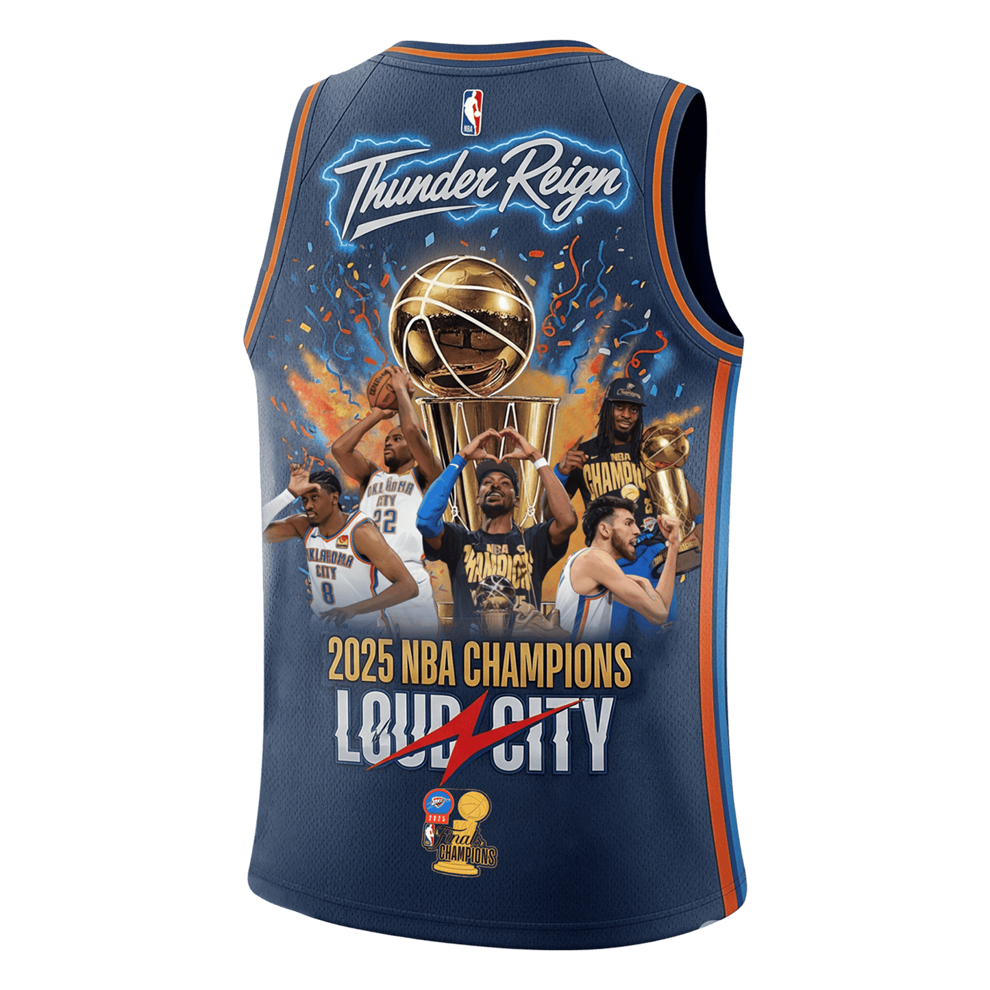Oklahoma City Basketball Loud City Finals Champions 2024-25 3D Basketball Jersey