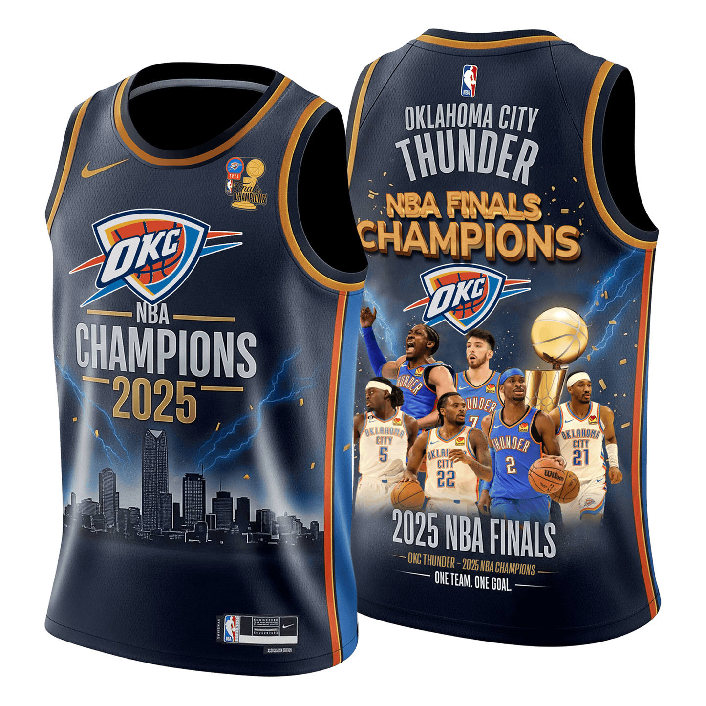 Oklahoma City Basketball 2024-25 Finals Champions 3D Basketball Jersey