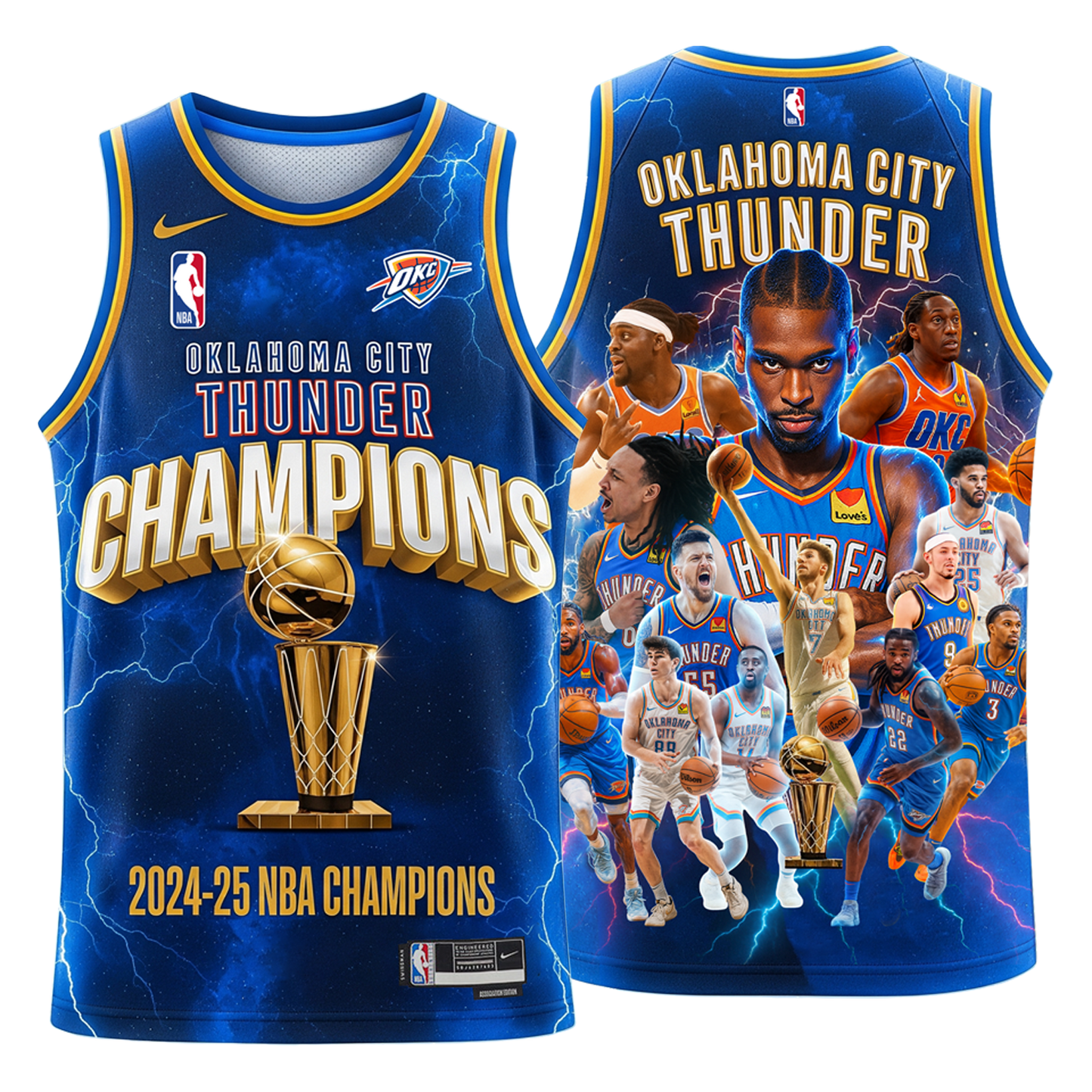 Oklahoma City Basketball Finals Champions 2024-25 Thunder Team 3D Basketball Jersey