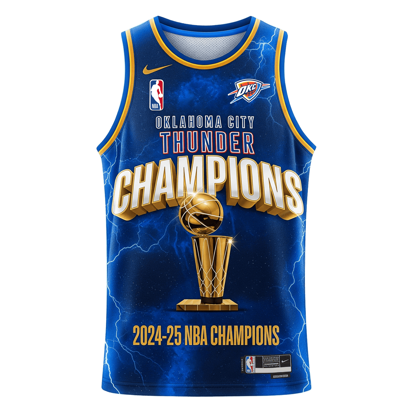 Oklahoma City Basketball Finals Champions 2024-25 Thunder Team 3D Basketball Jersey