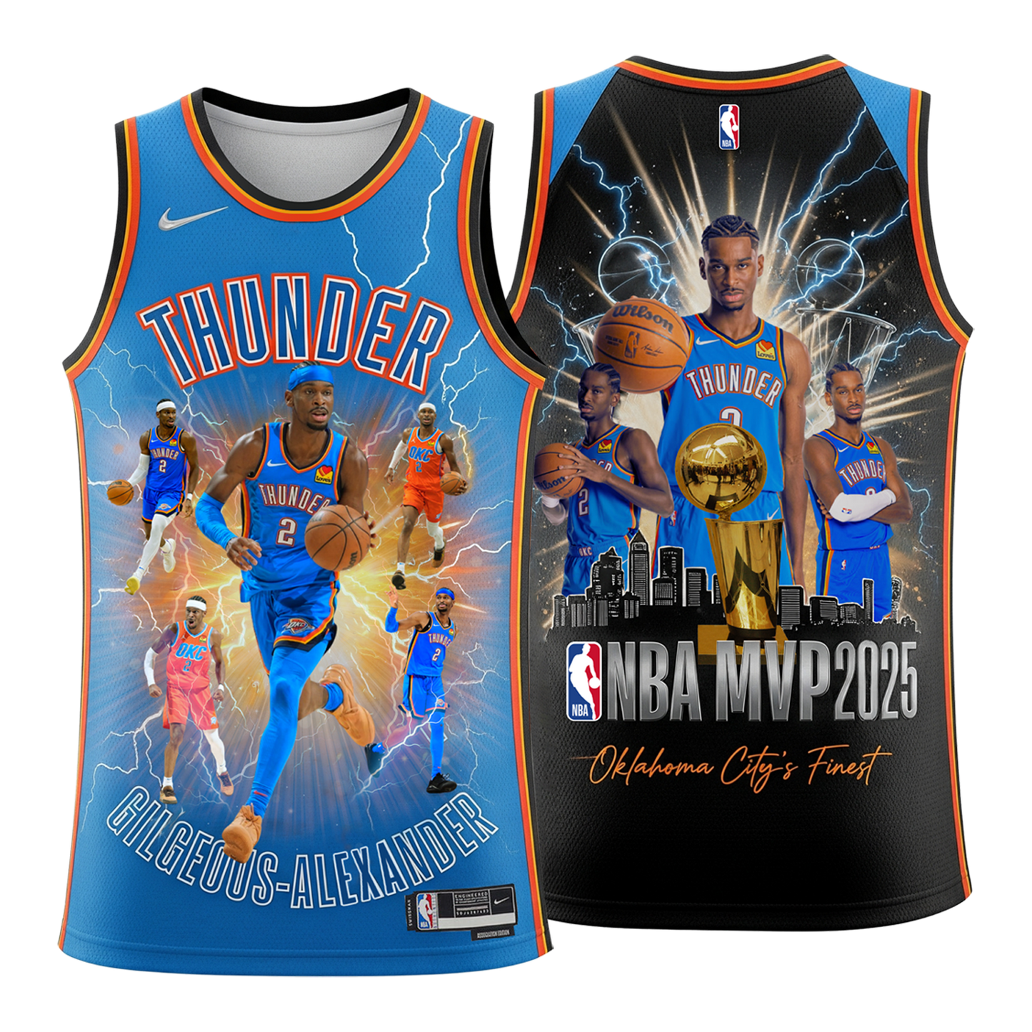Shai Gilgeous-Alexander MVP Finals Champions 2024-25 Thunder Team 3D Basketball Jersey