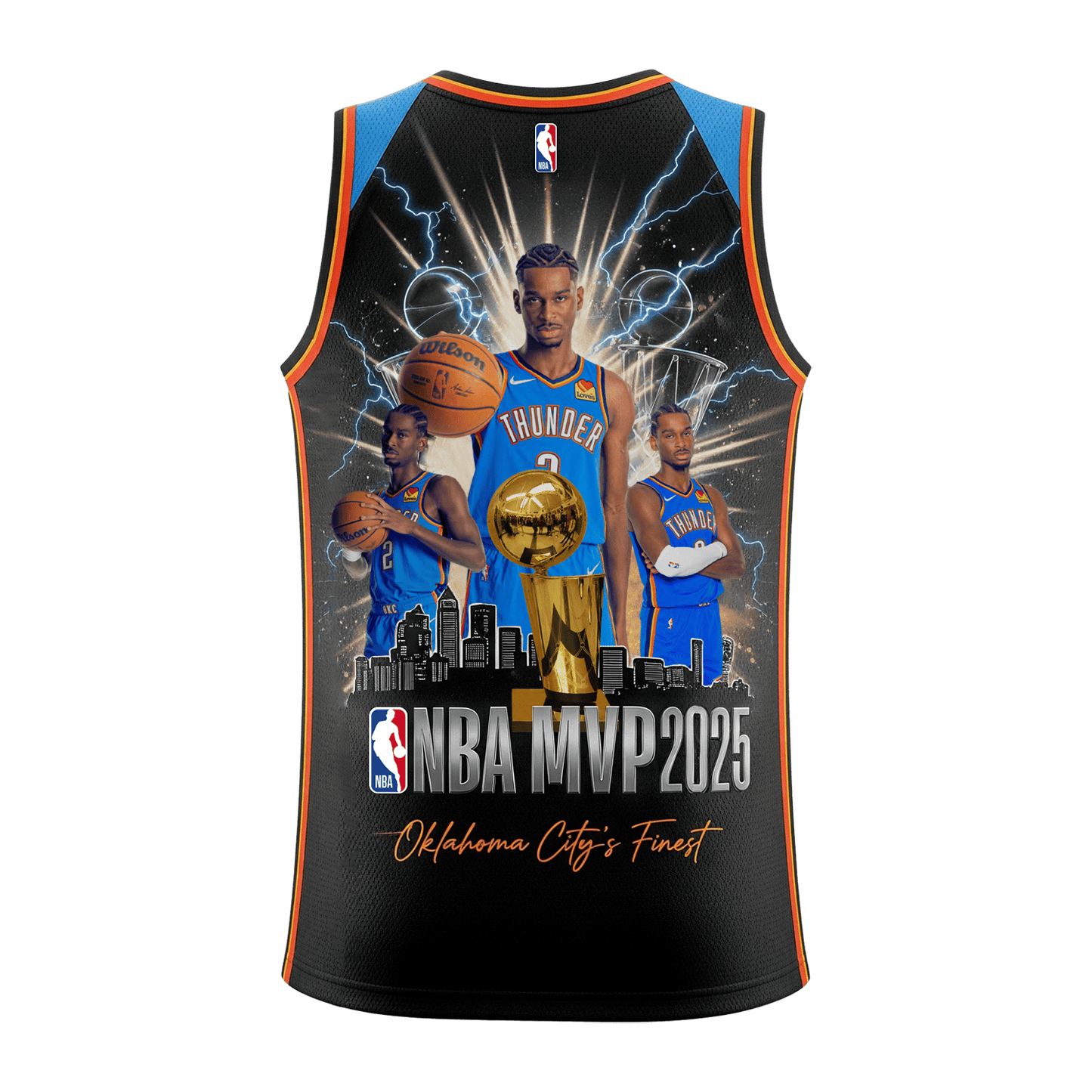 Shai Gilgeous-Alexander MVP Finals Champions 2024-25 Thunder Team 3D Basketball Jersey