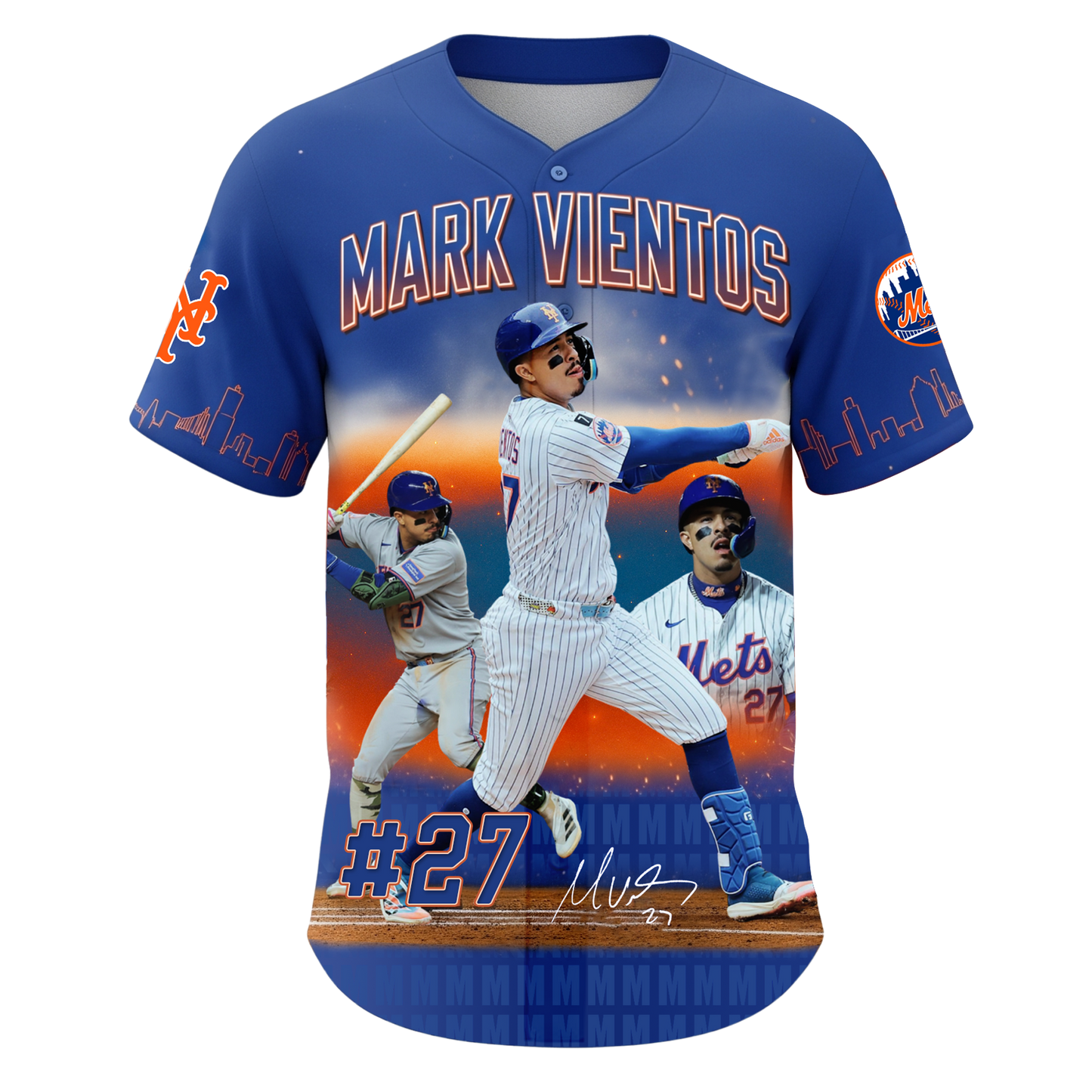 Mark Vientos #27 NY Mets Baseball Team 2025 All Over Print Baseball Jersey