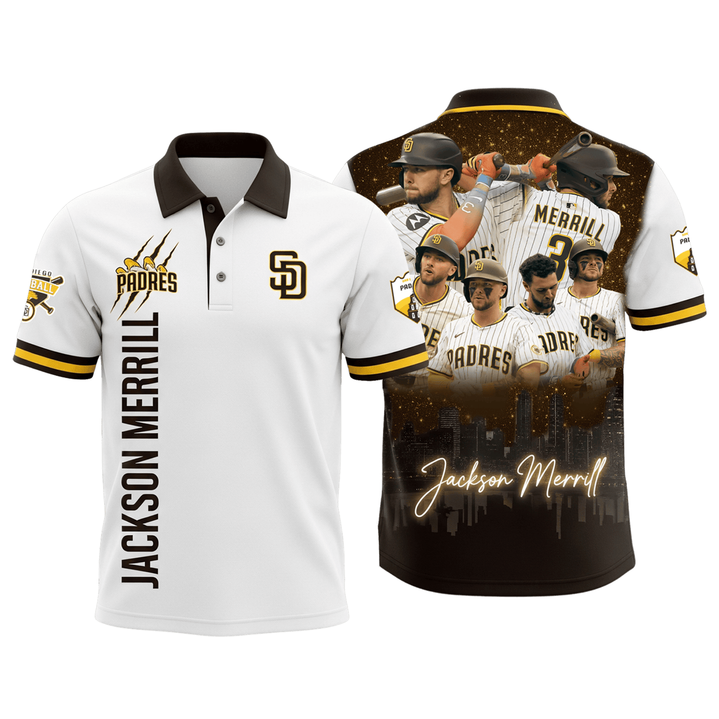 Jackson Merrill Padres Baseball Team 2025 3D Polo Shirt