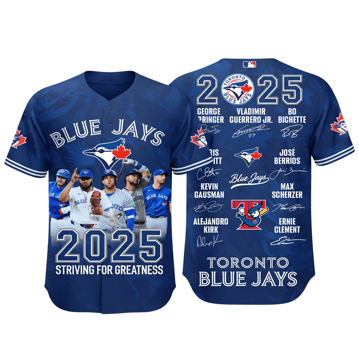Blue Jays Baseball Striving For Greatness 2025 All Over Print Baseball Jersey