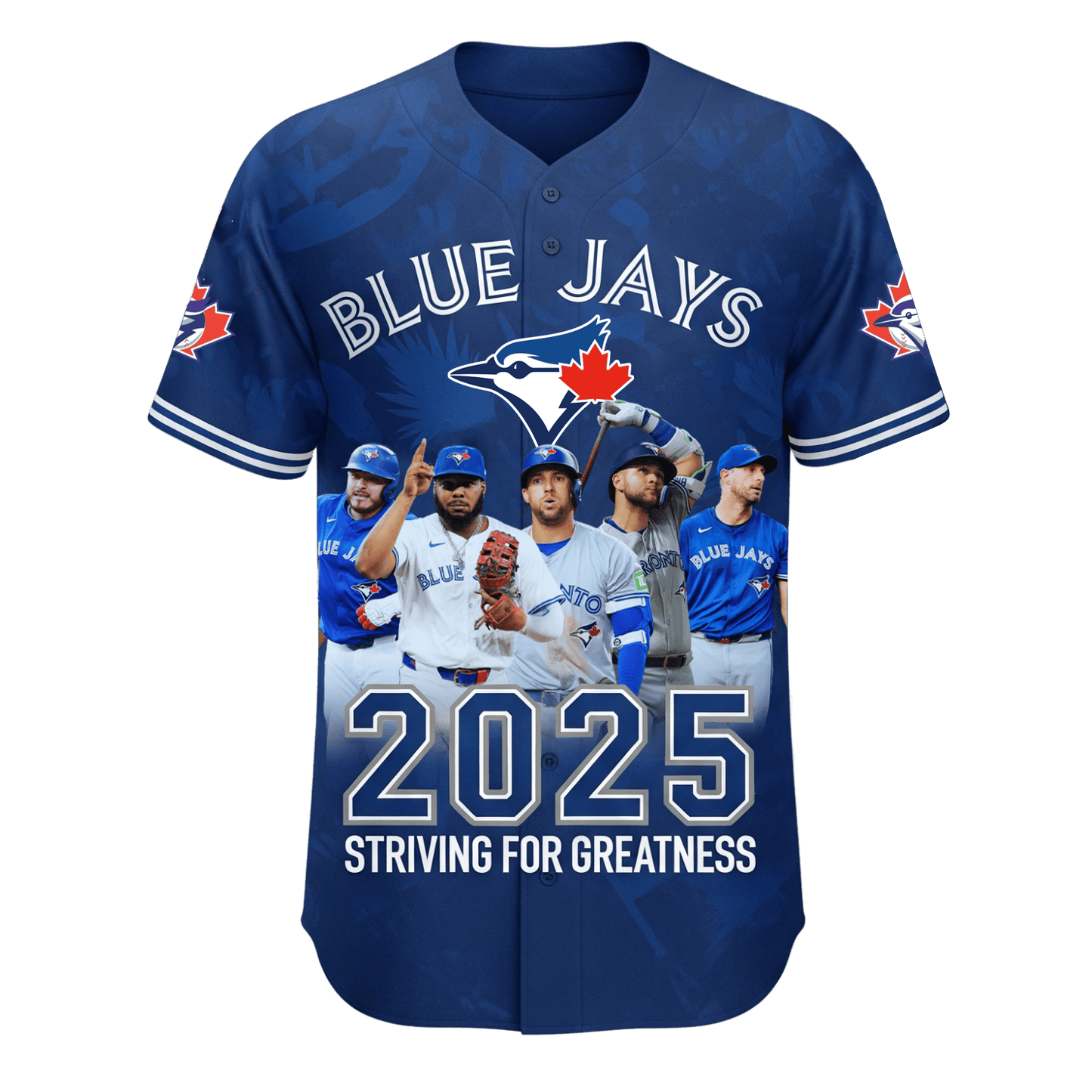 Blue Jays Baseball Striving For Greatness 2025 All Over Print Baseball Jersey