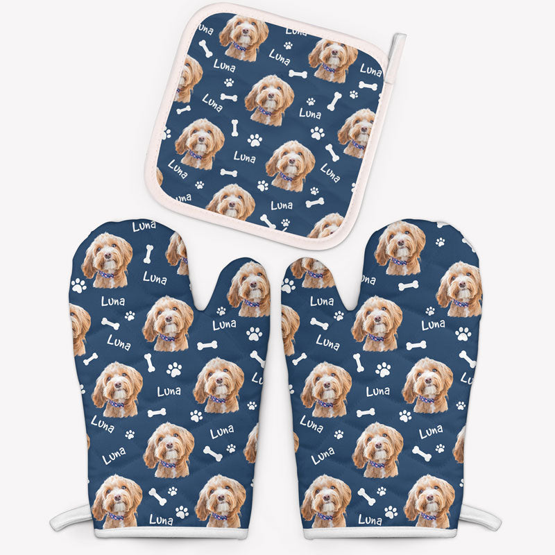 Dog Pattern Oven Mitt, Personalized Oven Mitt, Gifts For Dog Lovers