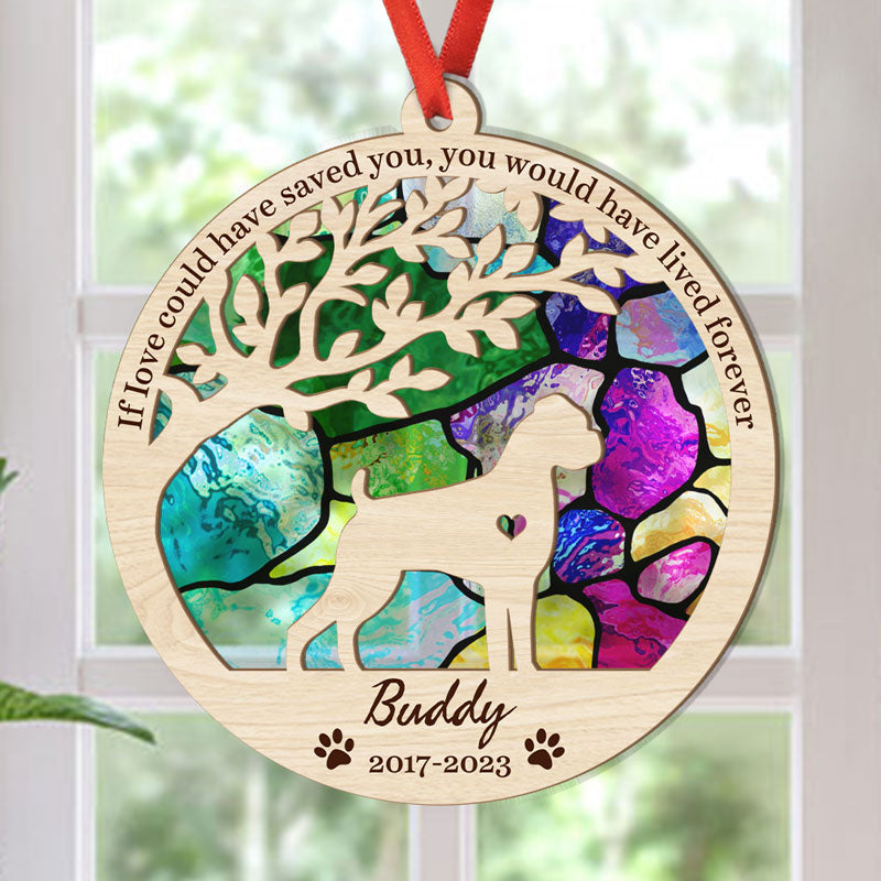 Once By My Side Dog Silhouettes, Personalized Suncatcher Ornament