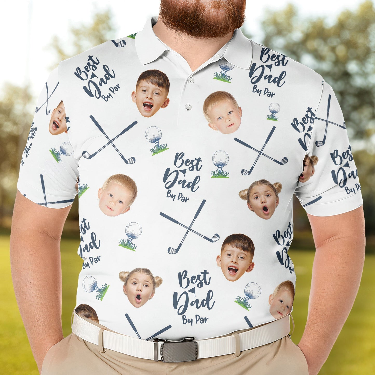Best Dad By Par - Personalized Photo Polo Shirt For Dad