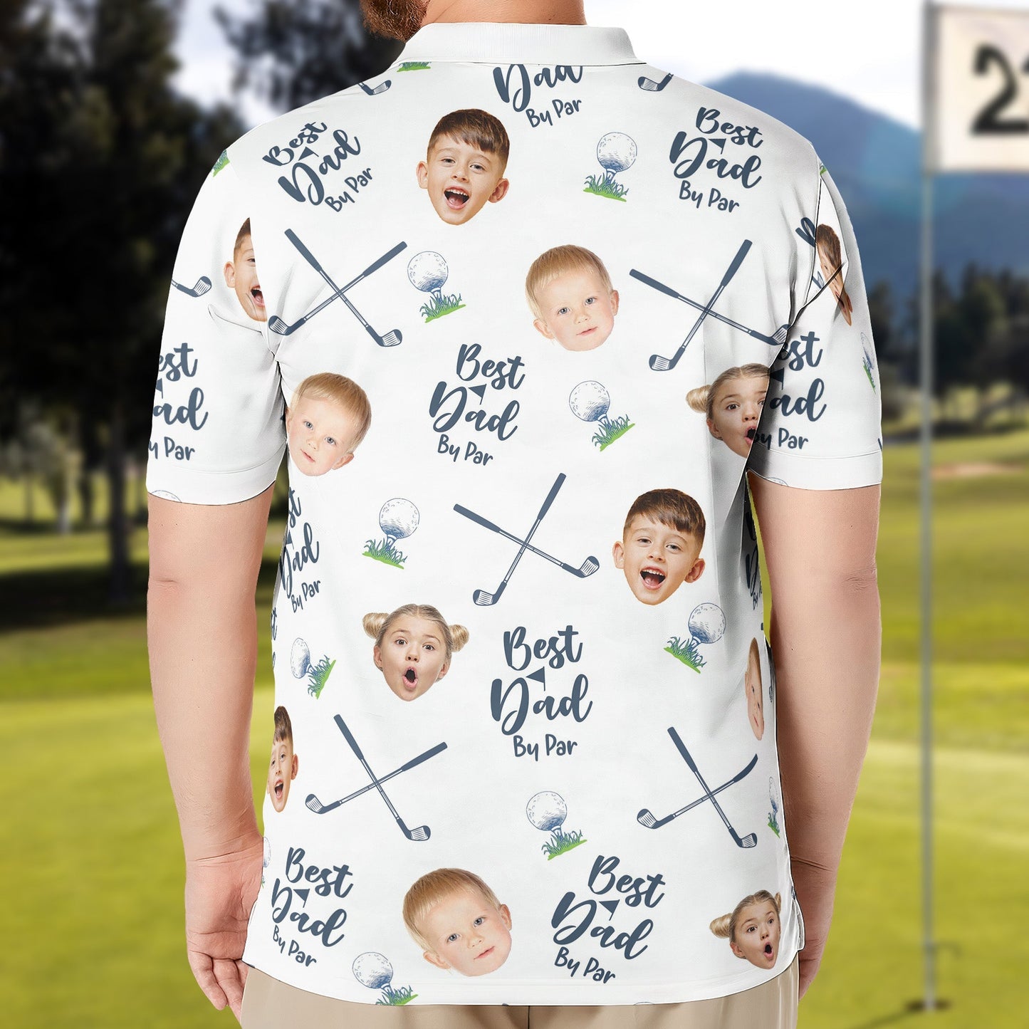 Best Dad By Par - Personalized Photo Polo Shirt For Dad