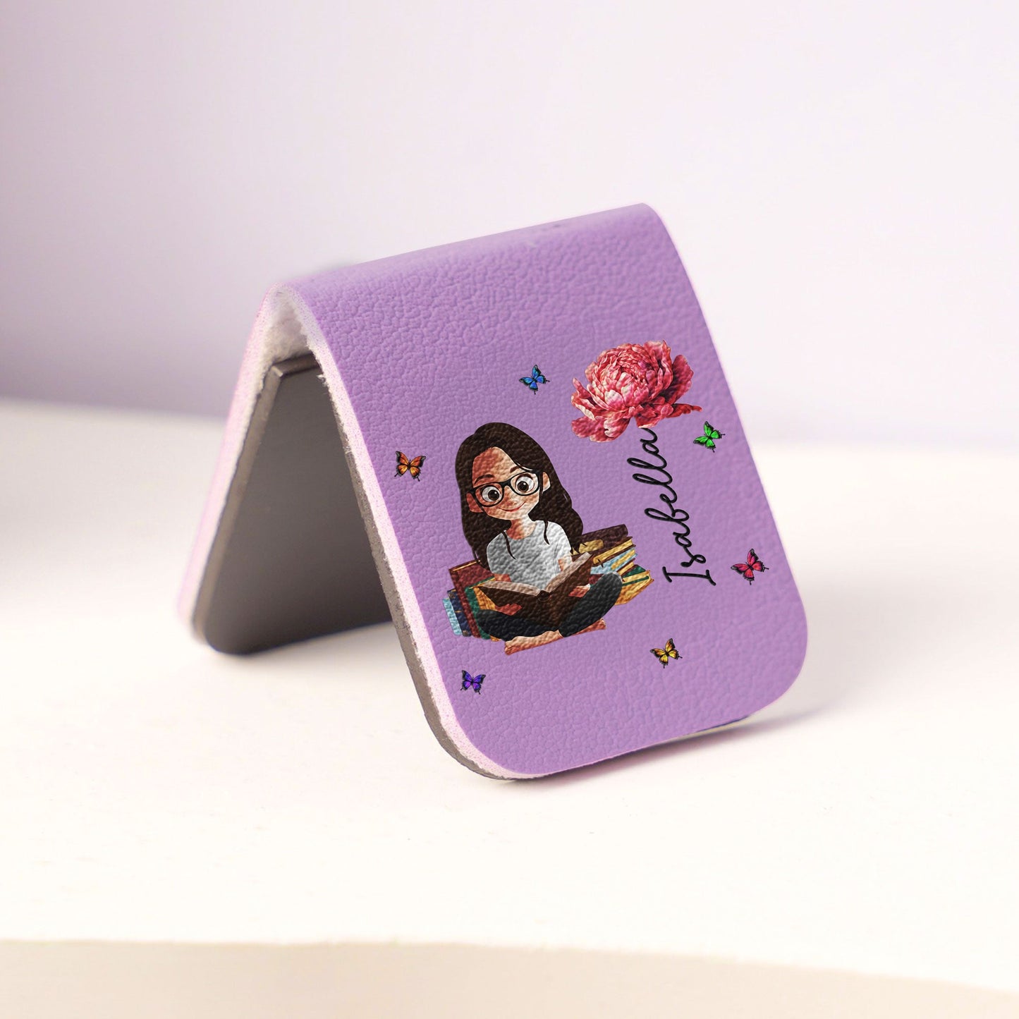 Birth Flower Book Lovers - Personalized Leather Magnetic Bookmark