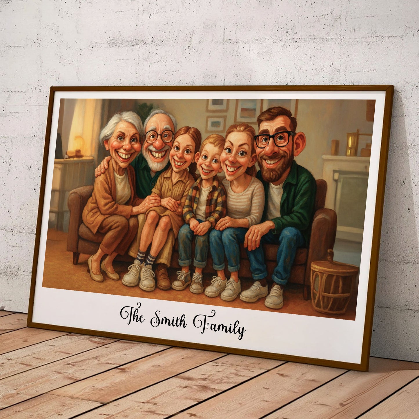 Caricature Wall Art For Family, Siblings, Sisters - Cartoon Your Photo - Personalized Photo Poster