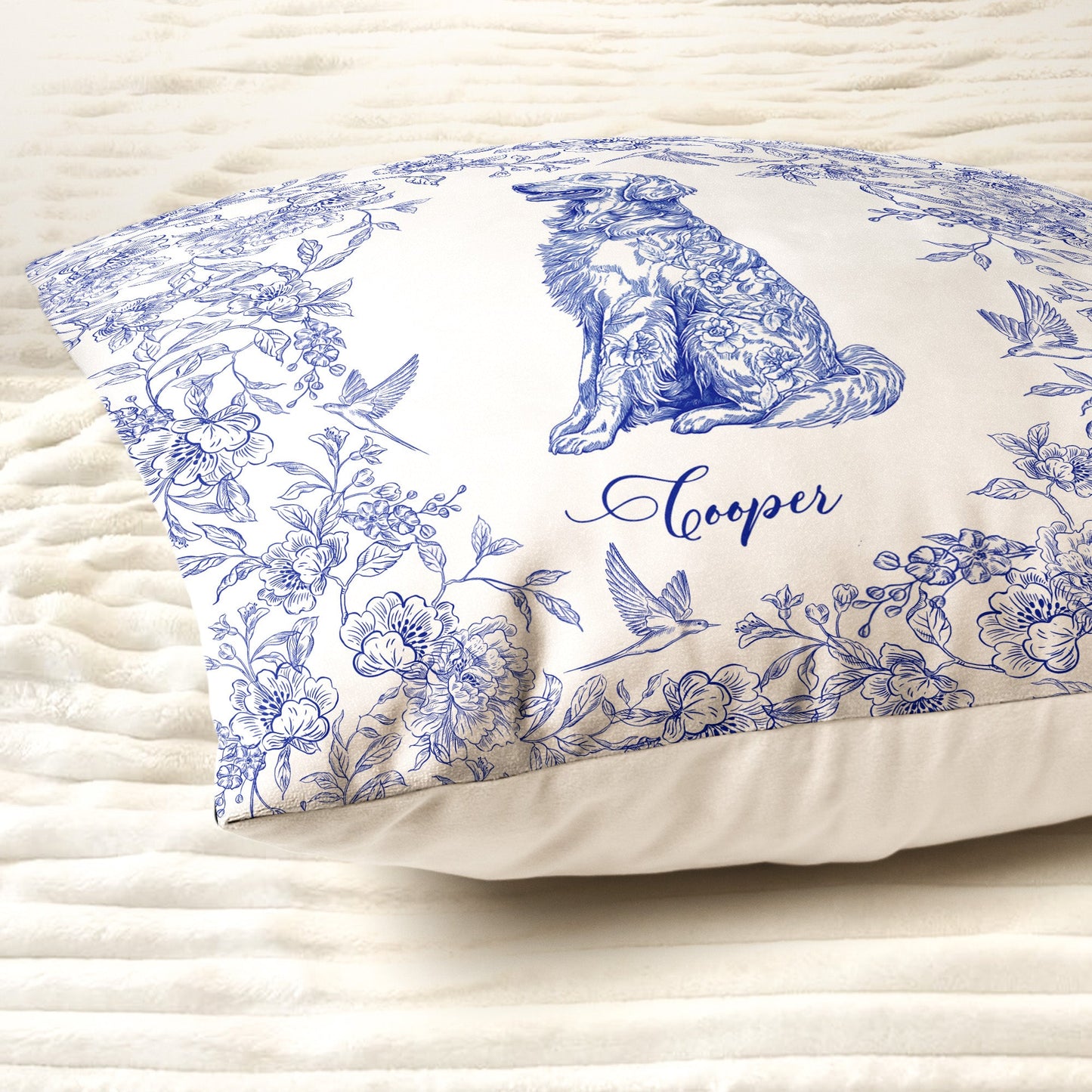 Dog Custom Toile De Jouy Chinoiserie Style - Personalized Pillow (Insert Included)